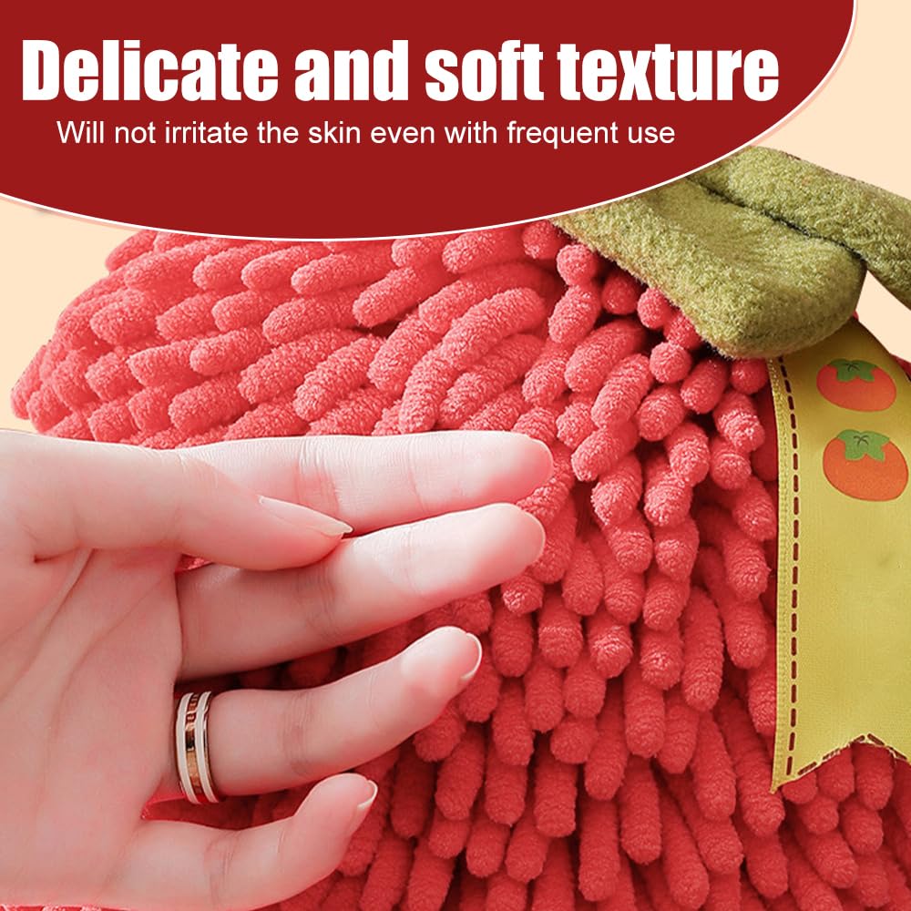 MiOYOOW Hanging Washcloths Ball, 2Pcs Quick-Drying Hand Towel Ball Soft Chenille Handball with Hanging Loops for Bathroom Washstand Kitchen