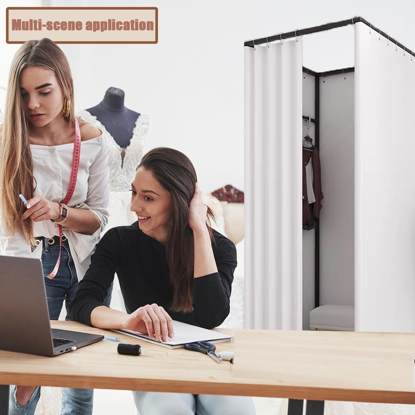 Changing Room for Clothing Store, Mobile Fitting room with shading curtain, Foldable Temporary Privacy Protection dressing Room for Mall, Office