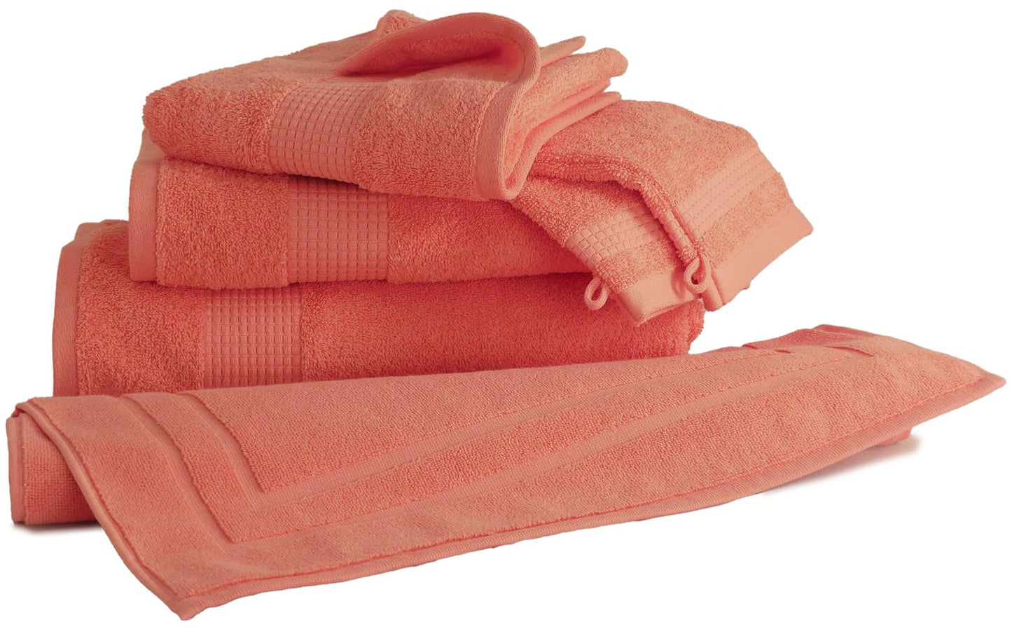 Le linge de Jules Set of 2 Washcloths – 100% Cotton – 450 g/m² – Coral