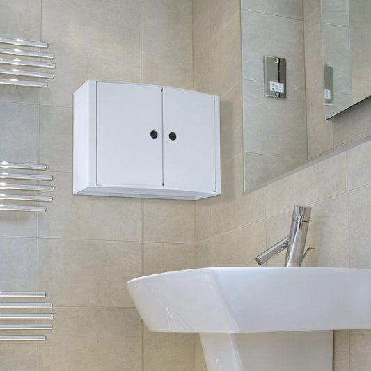 TATAY Horizontal plastic cabinet, white colour, 2 doors without knobs, and removable inner shelf.