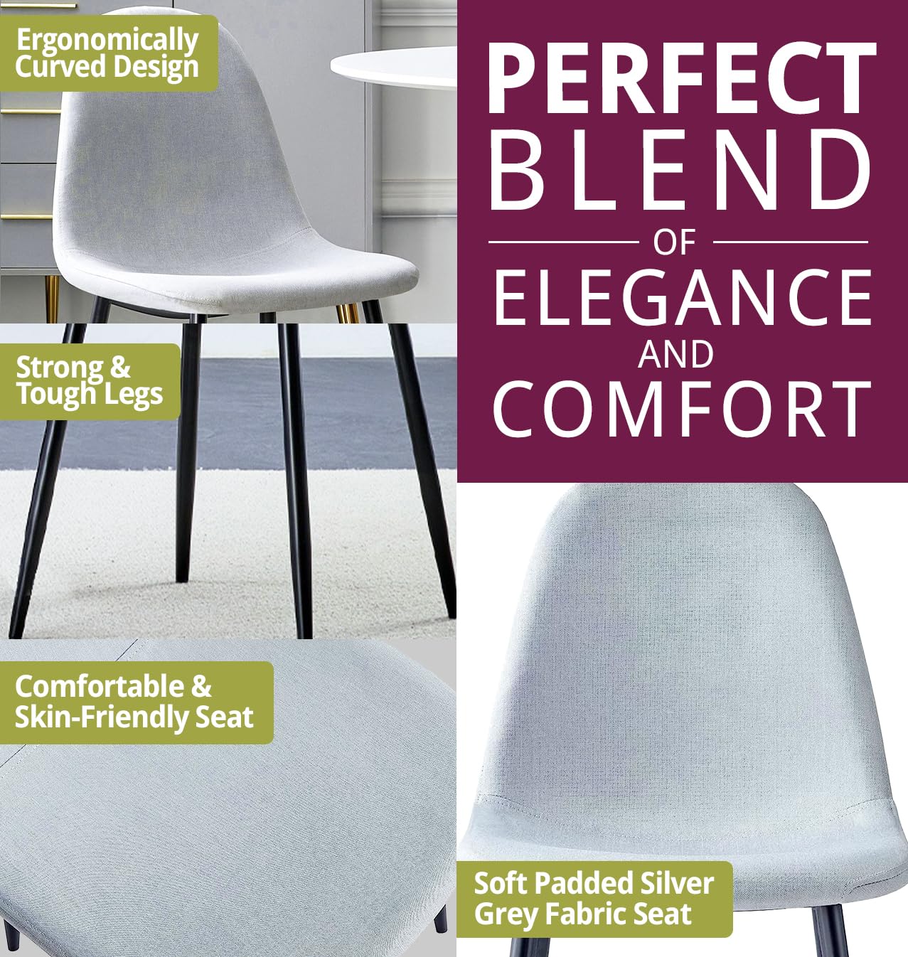 Hallowood Furniture Dudley Modern Dining Table and Chairs Set 4, 180x80cm