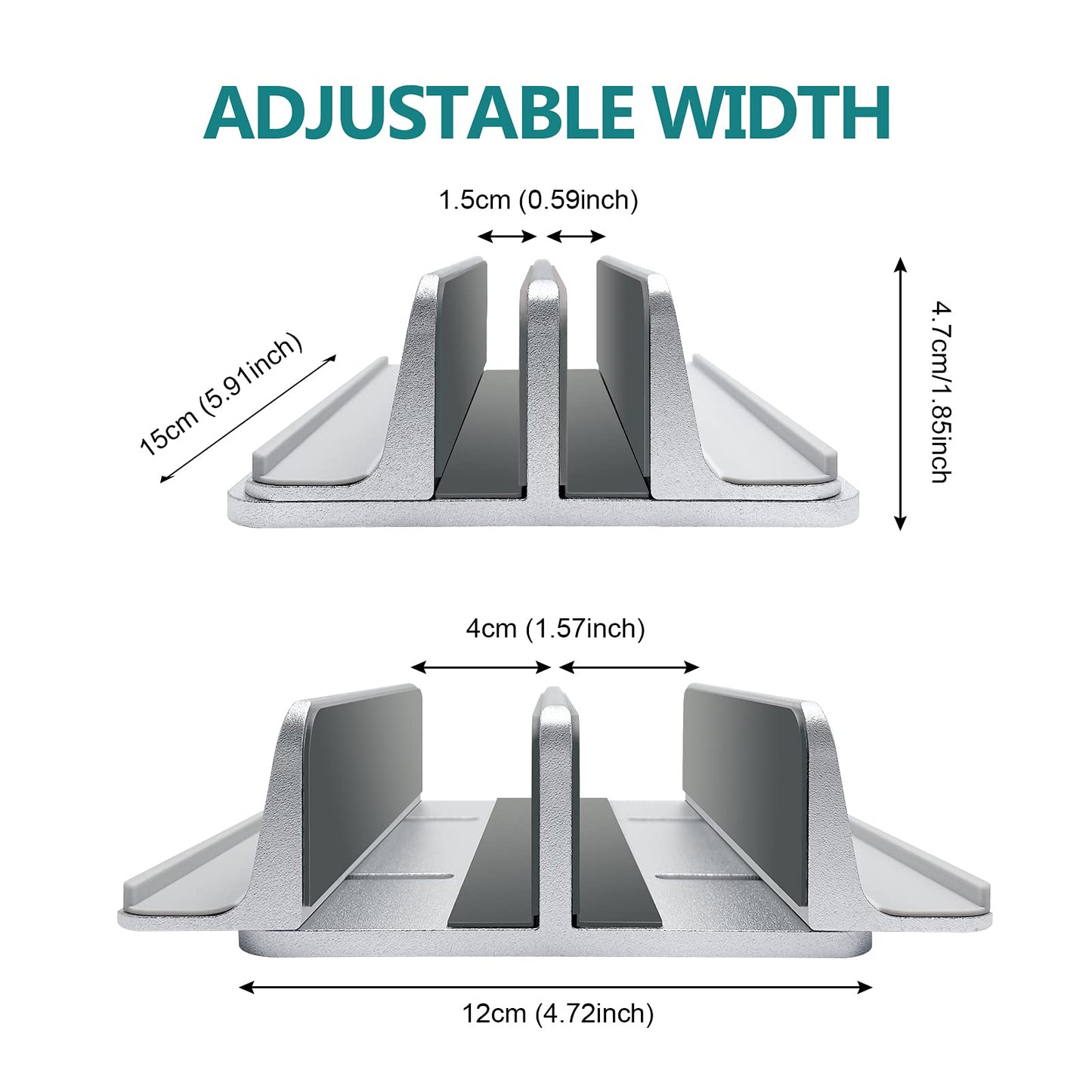 ULBRE Vertical Laptop Stand for Desk Metal Heavy Duty, 4 Slots Adjustable 4in1 Vertical MacBook Stand Rack Pro Holder Compatible w' All Surface Dell