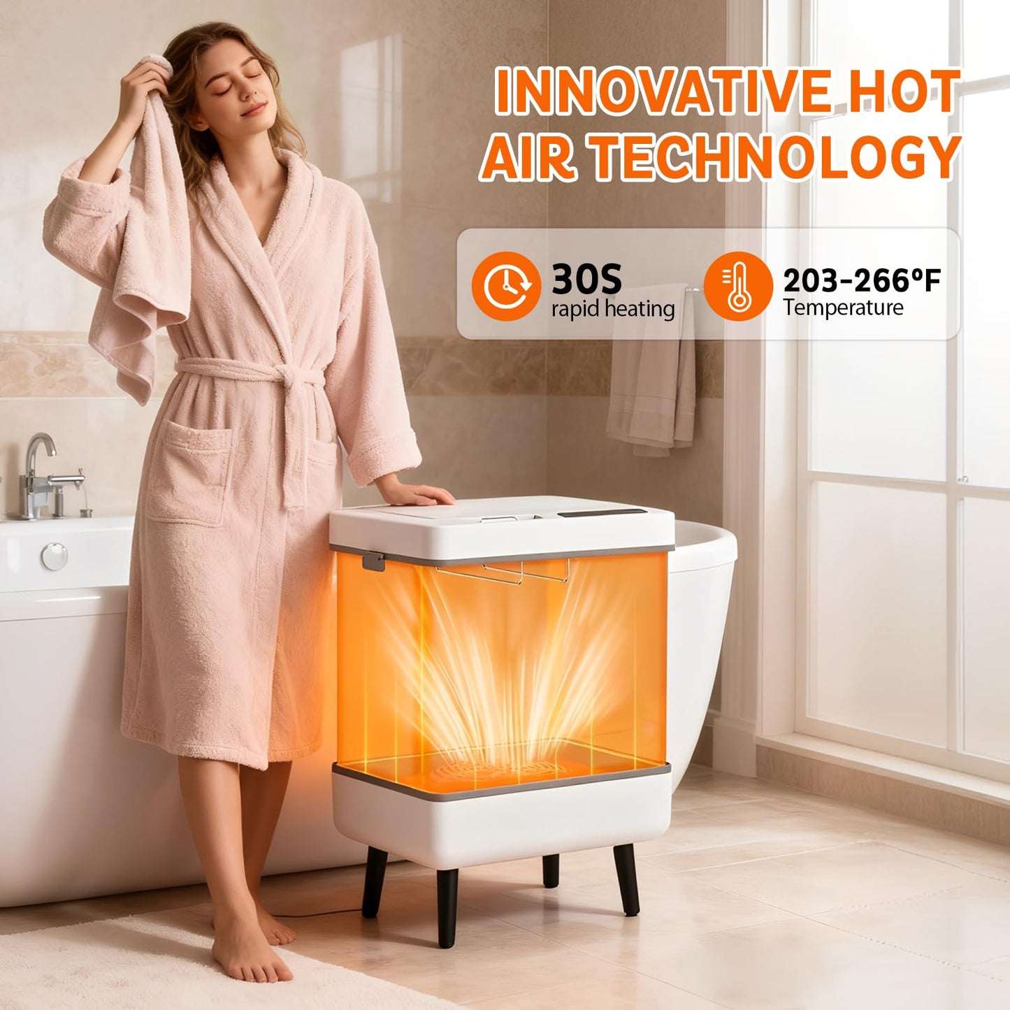 JAOGAUS Towel Warmer, Foldable Towel Heater Cabinet with LED Display