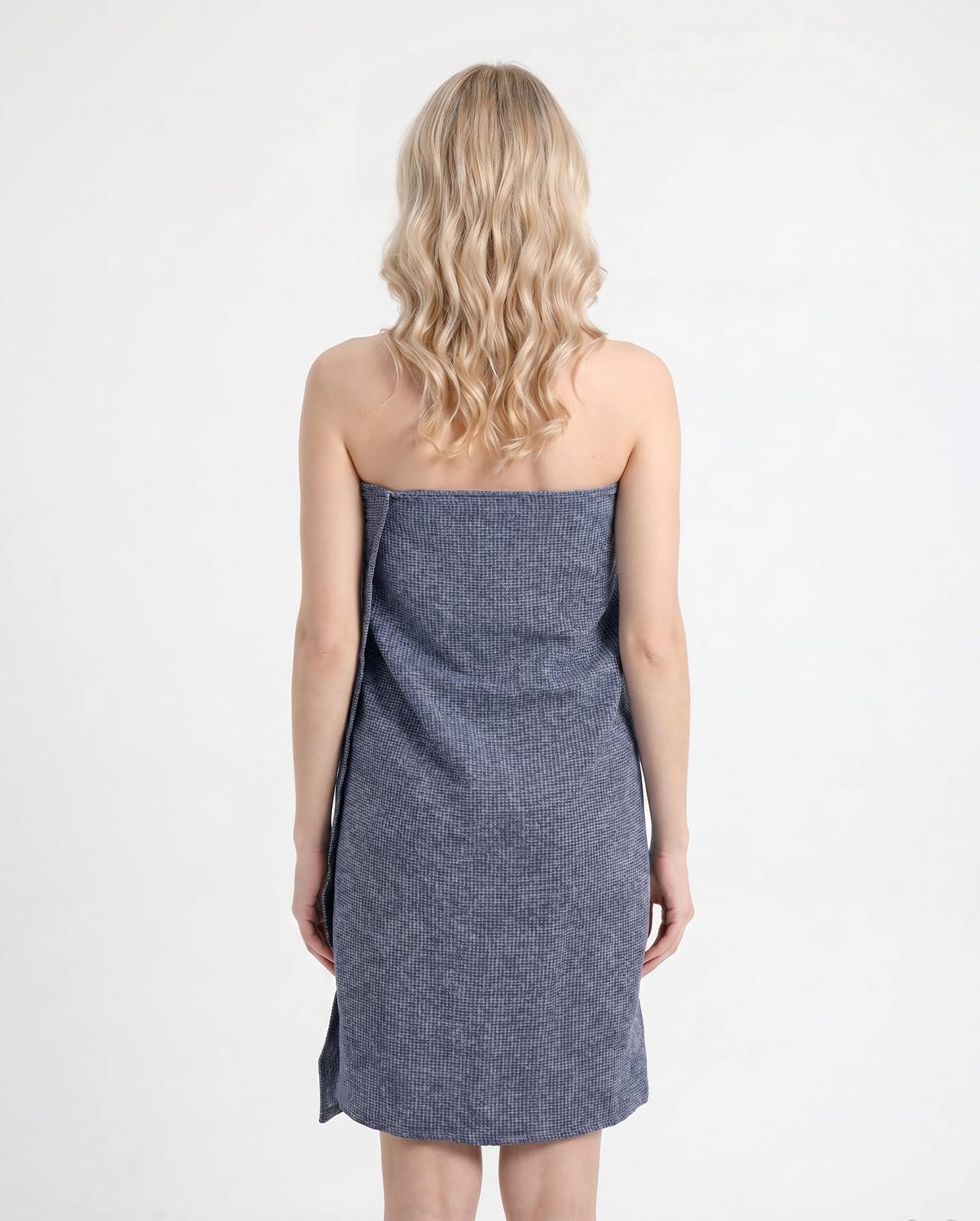 HSOFTIFY 100% Pure Linen Waffle Weave Bath Towel with Hanging Loop, Blue