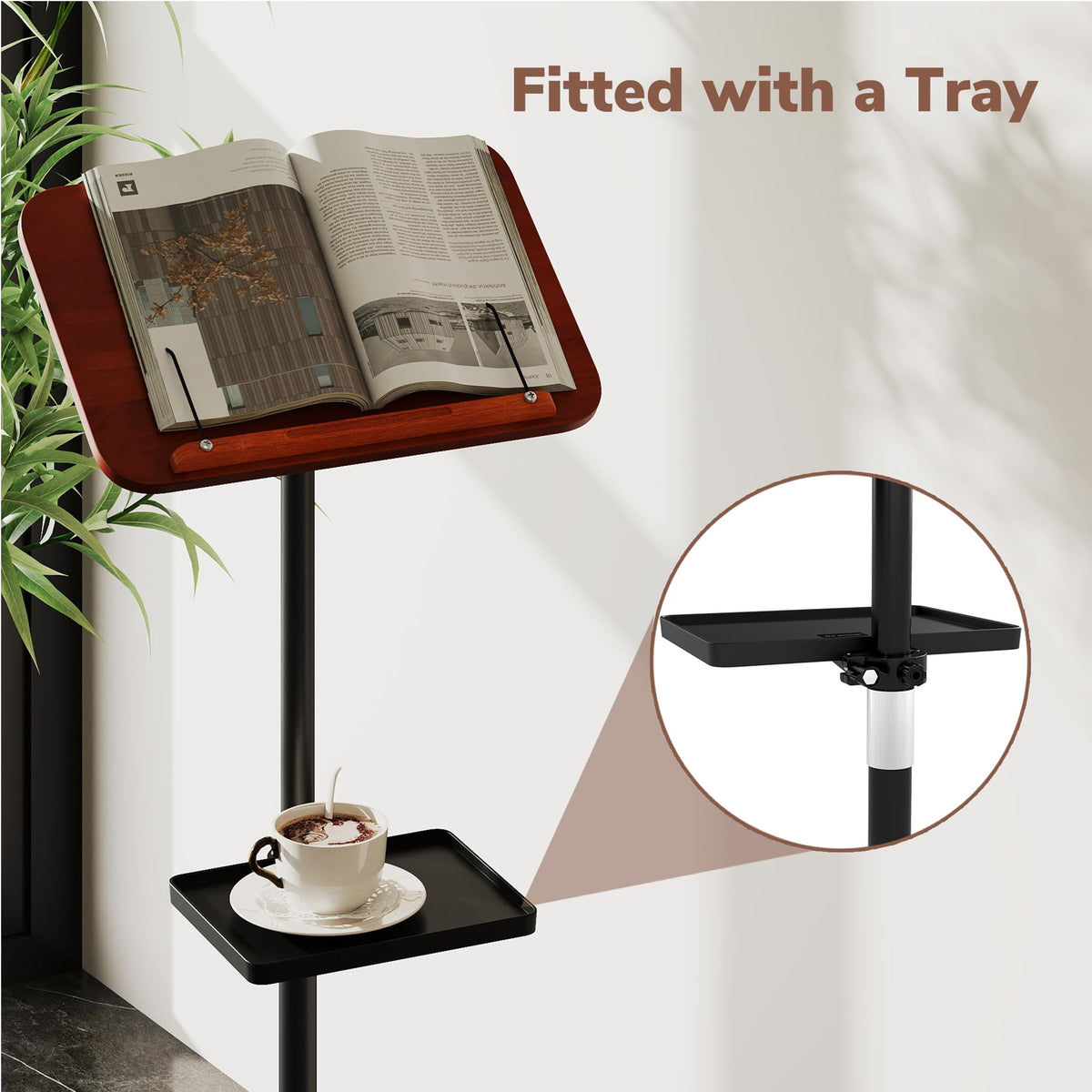 lesolar Lectern Podium Stand with Storage Tray Height Adjustable Portable Standing Desk Table Steady Book Stand with Bookmark