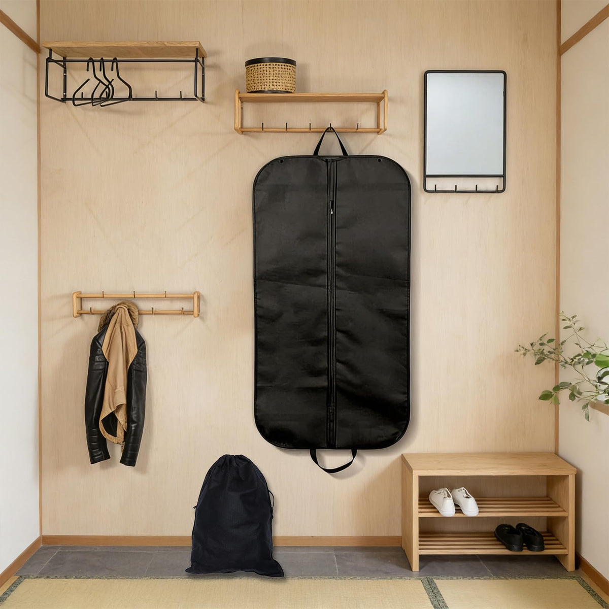 3PCS Suit Bags for Men Set, Suit Carrier, 60x120CM, Includes 2 Shoe Bags. Designed for Storing Jackets, Shirts, Evening Gowns