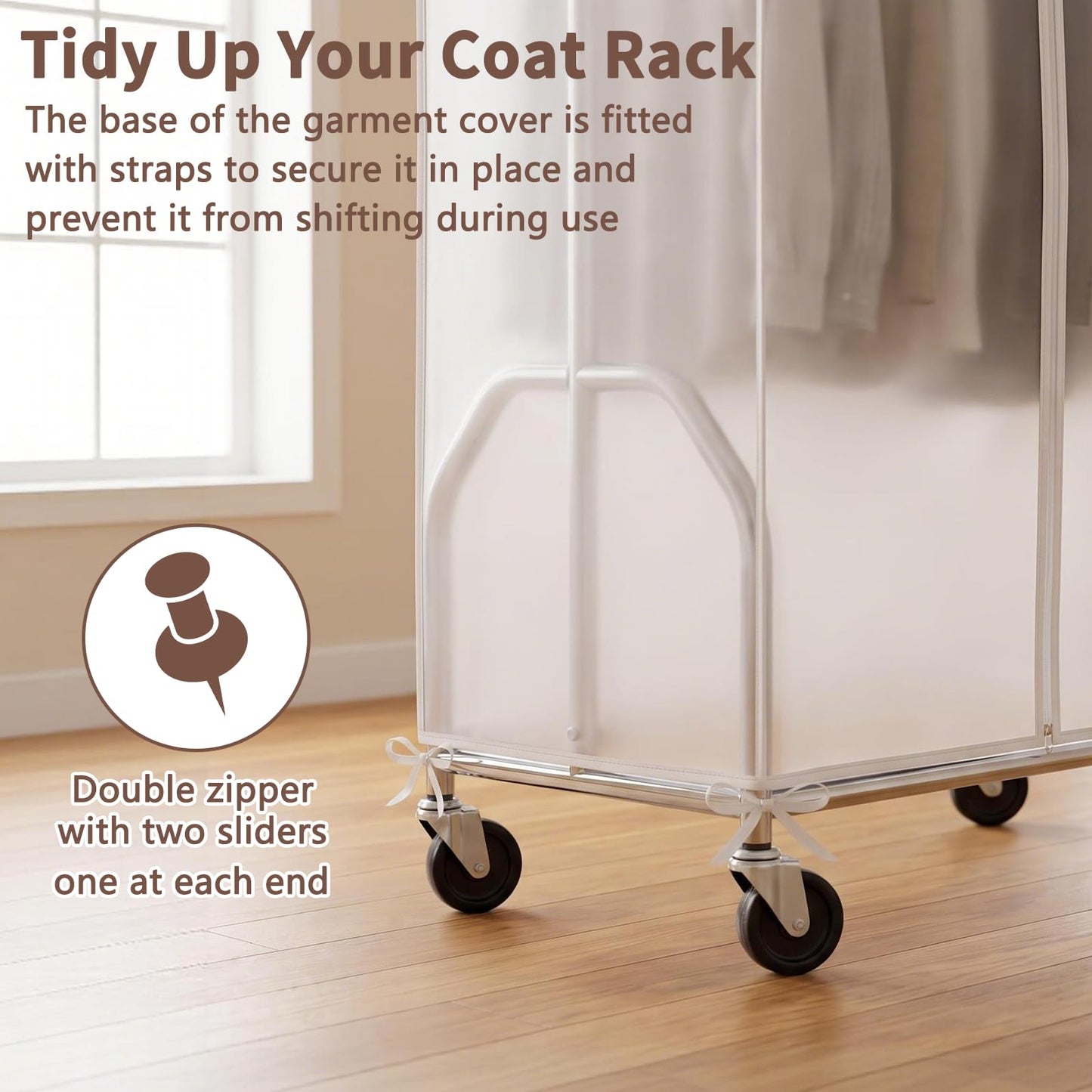 Eloiselucky Clothes Rail Cover - PEVA Translucent Protector Dustproof & Waterproof for Hanging Clothes