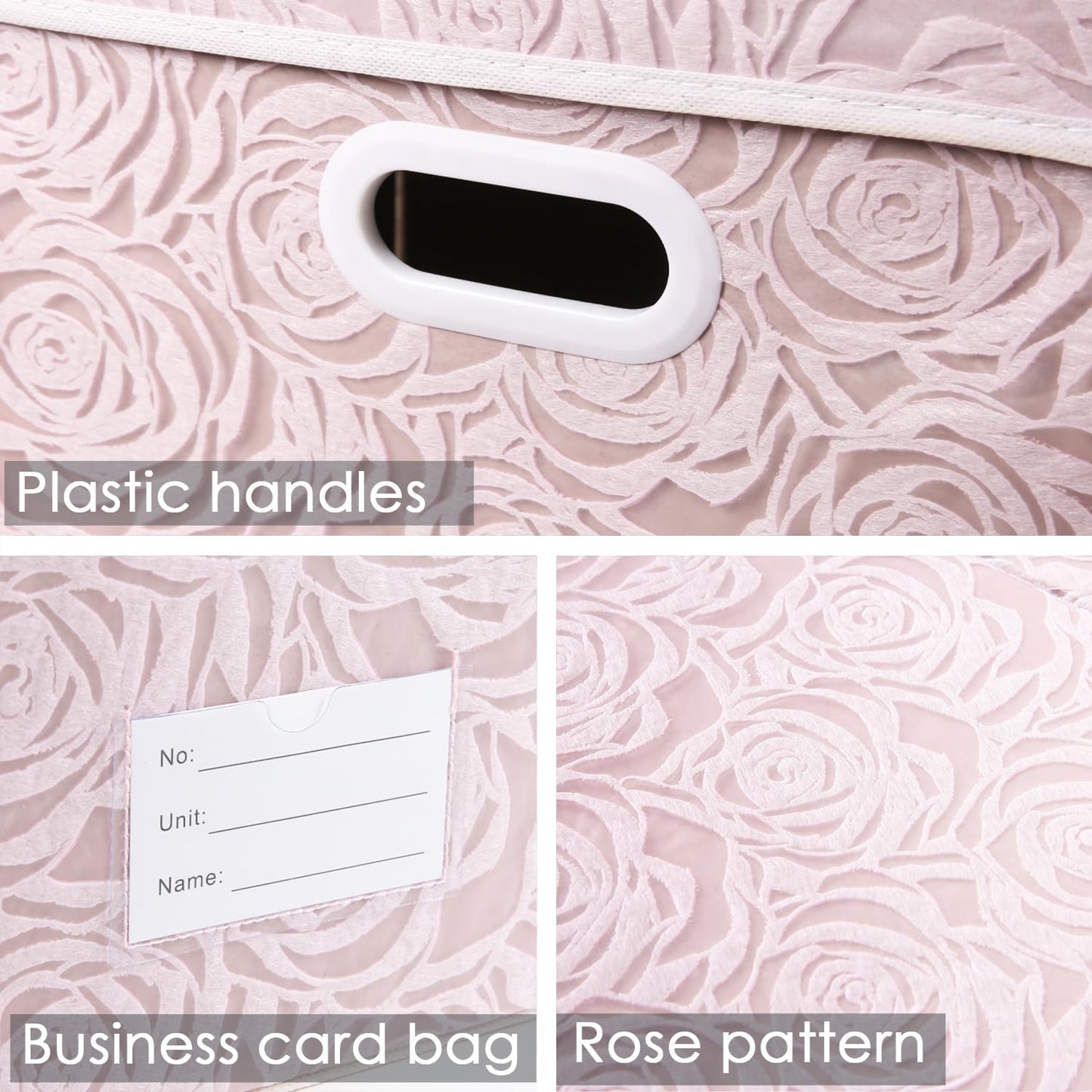 Prandom Storage Boxes with Lids Large.Rose Pattern Fabric Decorative Storage Box, Really Useful Box,Clothing Storage,Cubes
