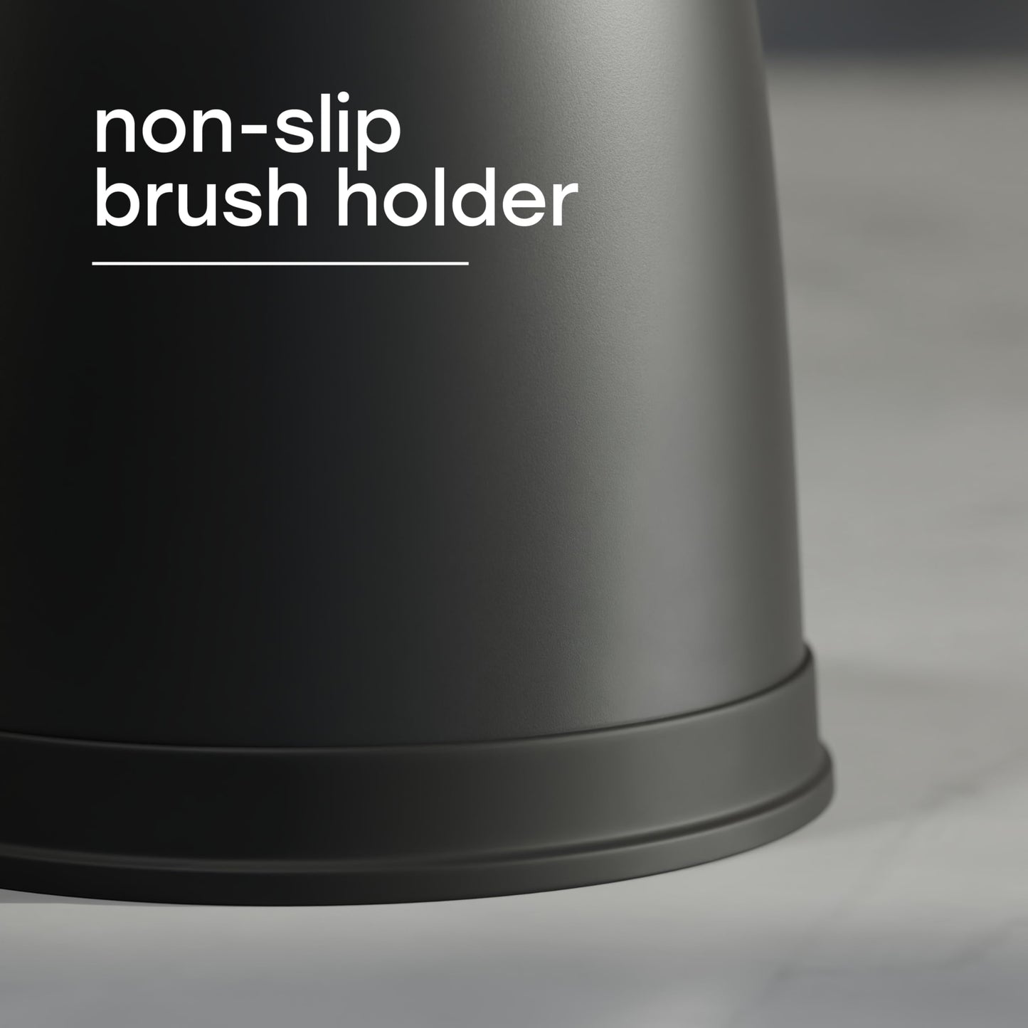 SAVEGA Toilet Brush Black with Innovative Bristles – Non-Slip Toilet Brush and Holder Set – Stylish and Hygienic Design (Matt Black and Grey)