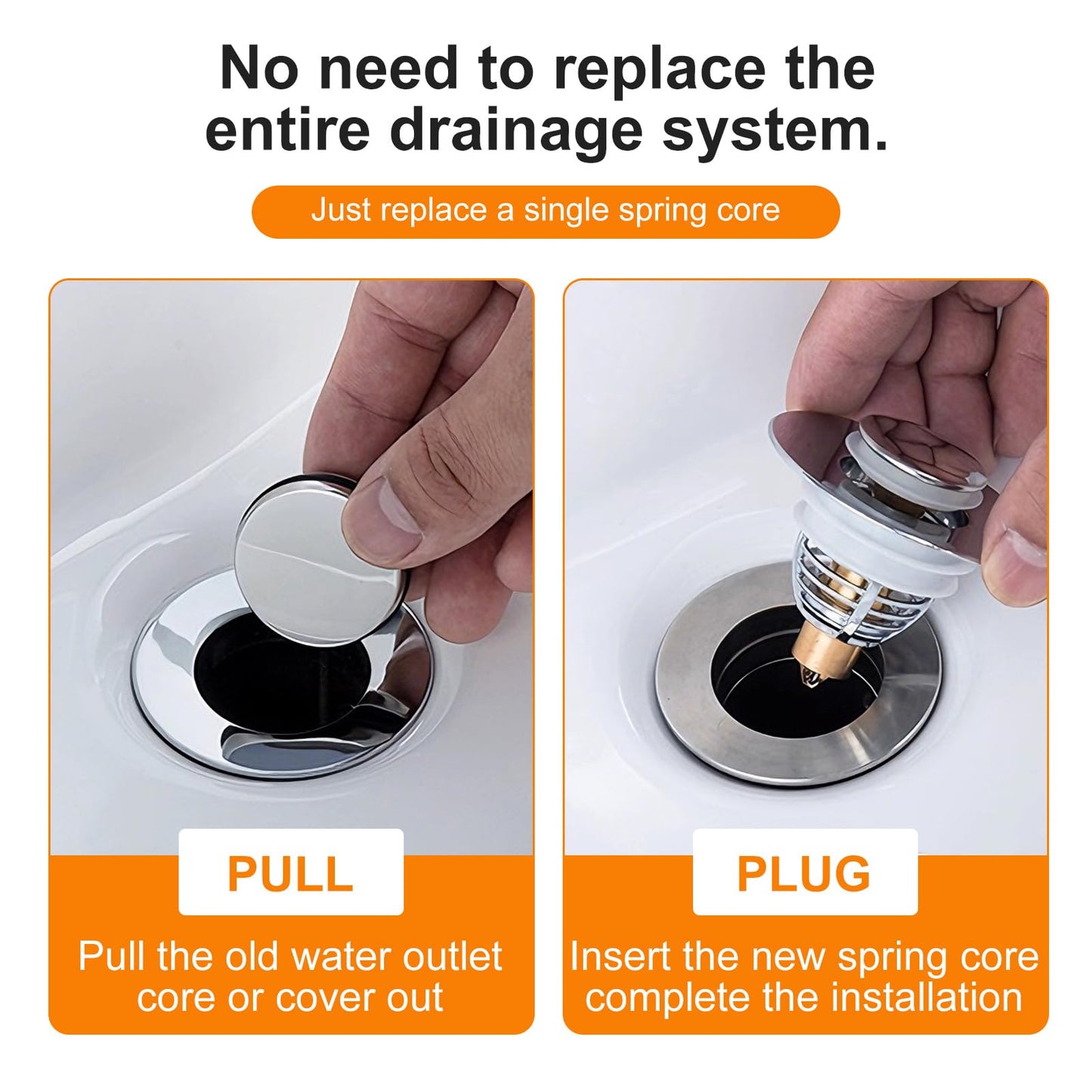 Sink Plug Replacement, P-op Up Sink Hole Cover with Strainer Hair Catcher for 32-42mm Drain Holes