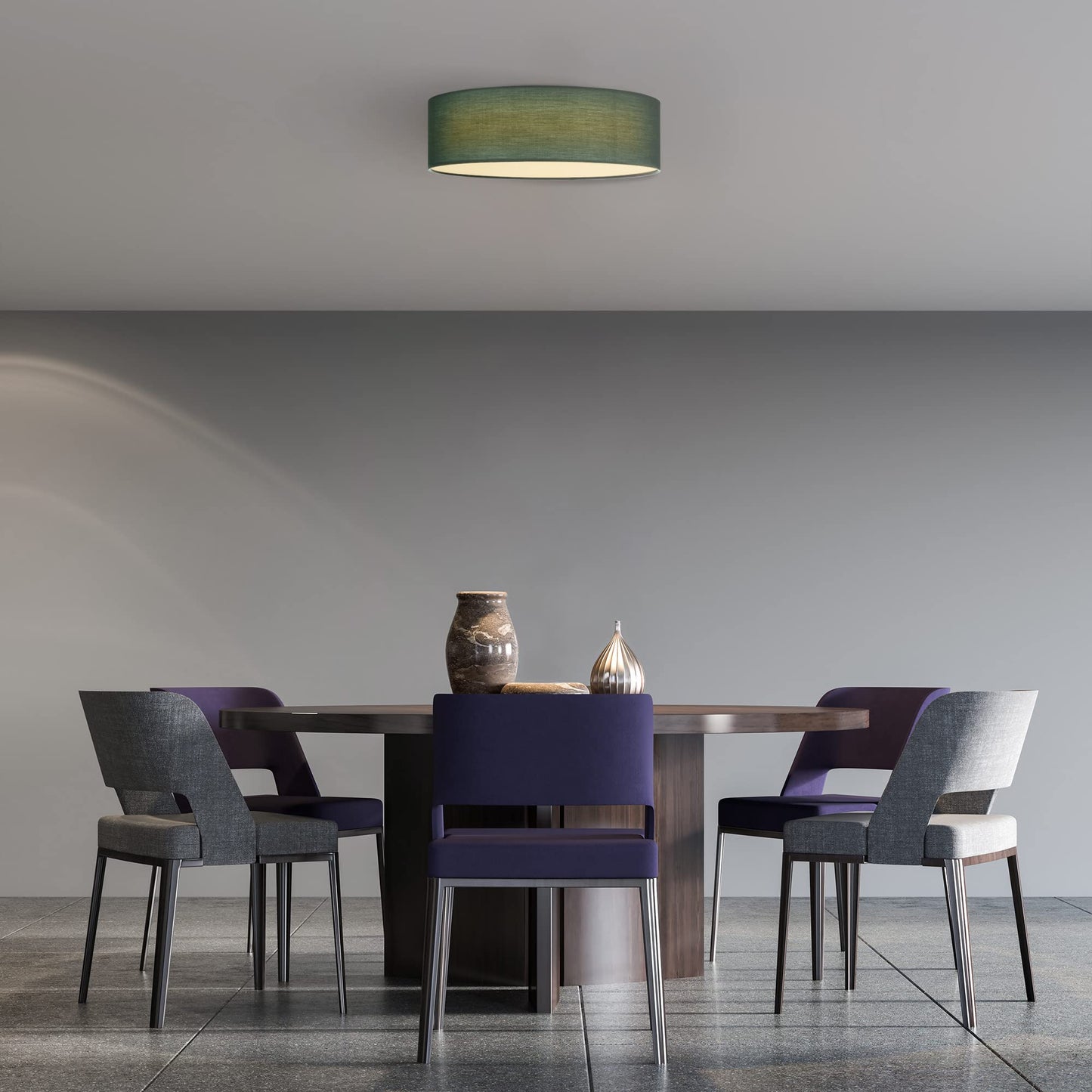 Navaris Round Fabric LED Ceiling Light - 40cm (15.8") Diameter Remote Controlled Round Flush Mount Ceiling Lamp with Dimmer, Temperature Change - Dark