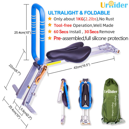 UrRider Child Bike Seat, Front Mount Kids Bike Seat,Fits Most Mountain Bikes, Portable, Tool-Free, Quick-Release,ultra-light, Toddler Bike Seat for