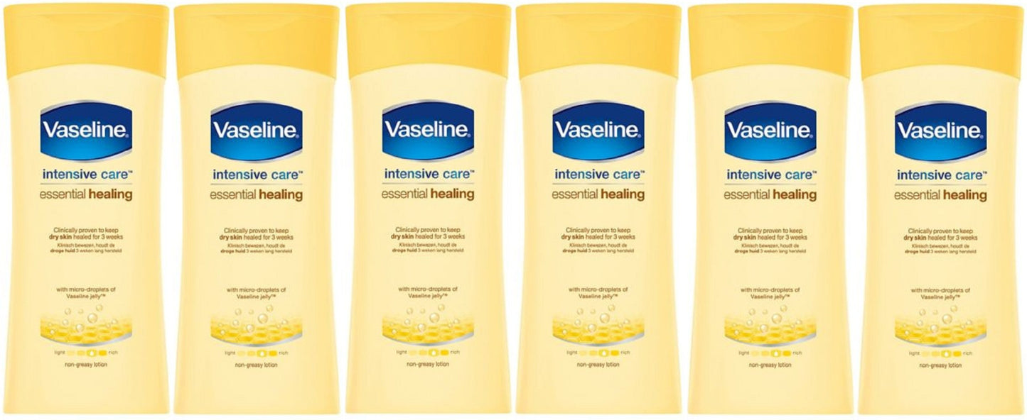 x6 Vaseline Intensive Care Essential Healing Dry Skin Body Lotion 200ml