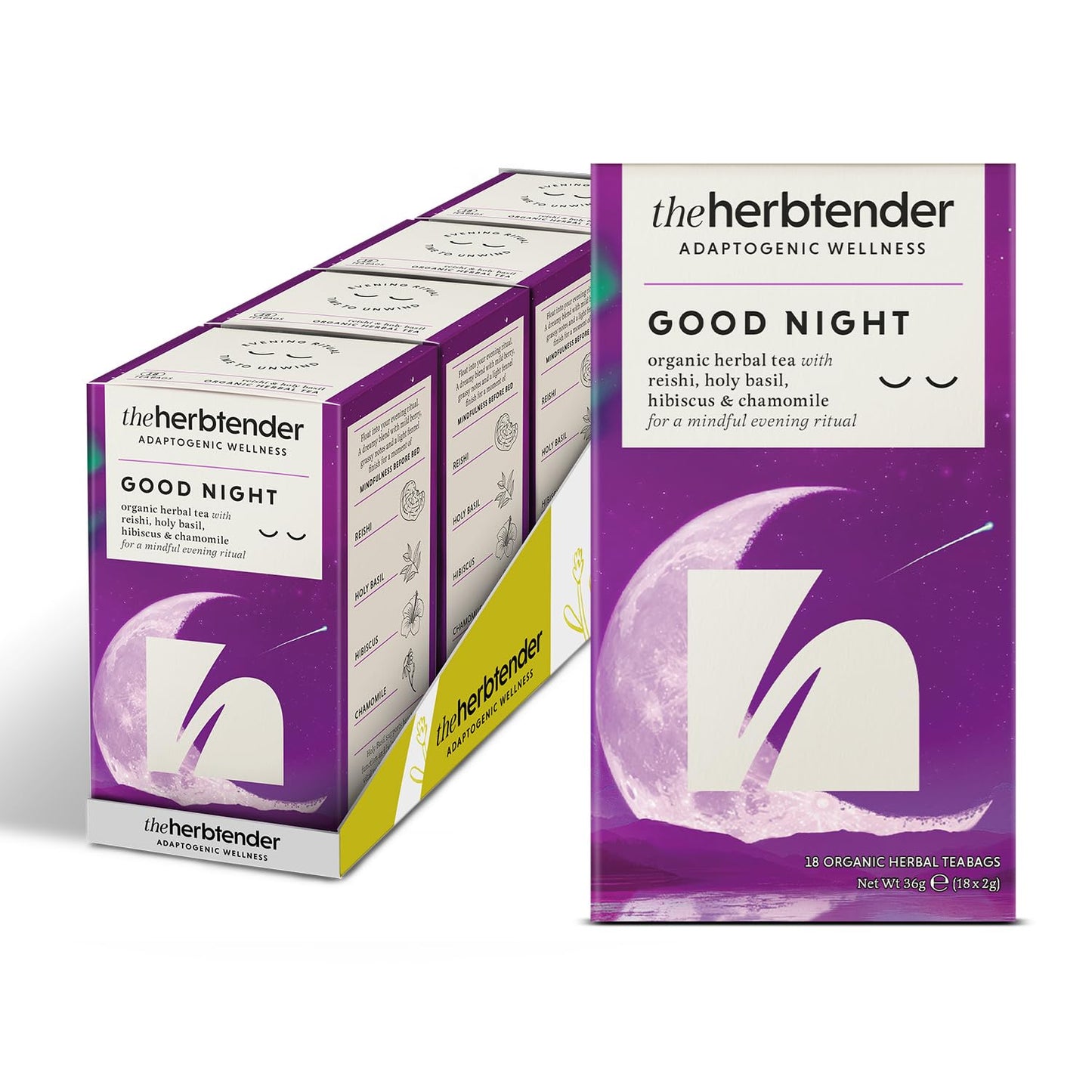 Good Night Organic Evening Tea ? Herbal Tea with Chamomile, Hibiscus, Fennel & Reishi ? Caffeine Free Evening Tea Bags ? Flavoured Tea ? 72 x