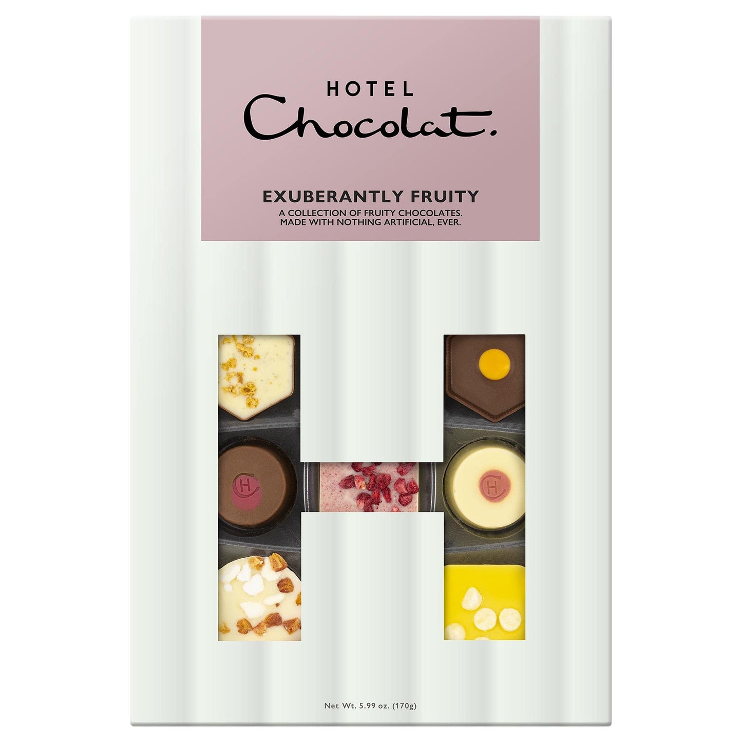 Hotel Chocolat Exuberantly Fruity H-Box 170g - 18-Piece Fruity Dark, White, Milk Chocolate Box - Suitable for Vegetarians - Gift for Birthday, Thank