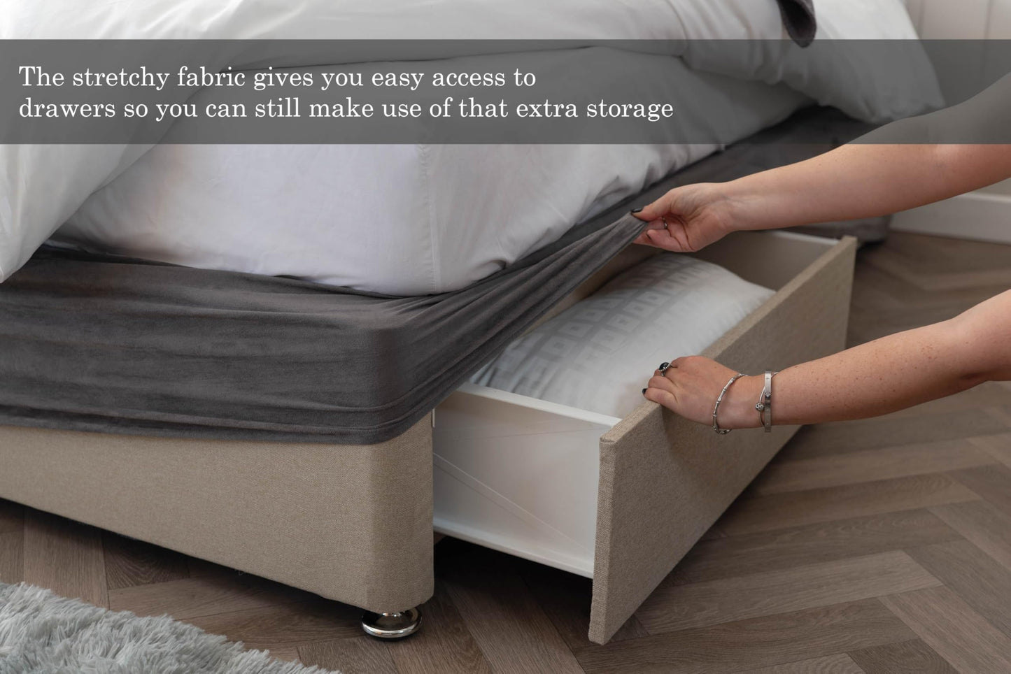 Belledorm 19" Extra Deep Base Wrap Valance Sheet - Transforms a drab looking bed base divan - Luxury Faux Suede (Cloud, King)