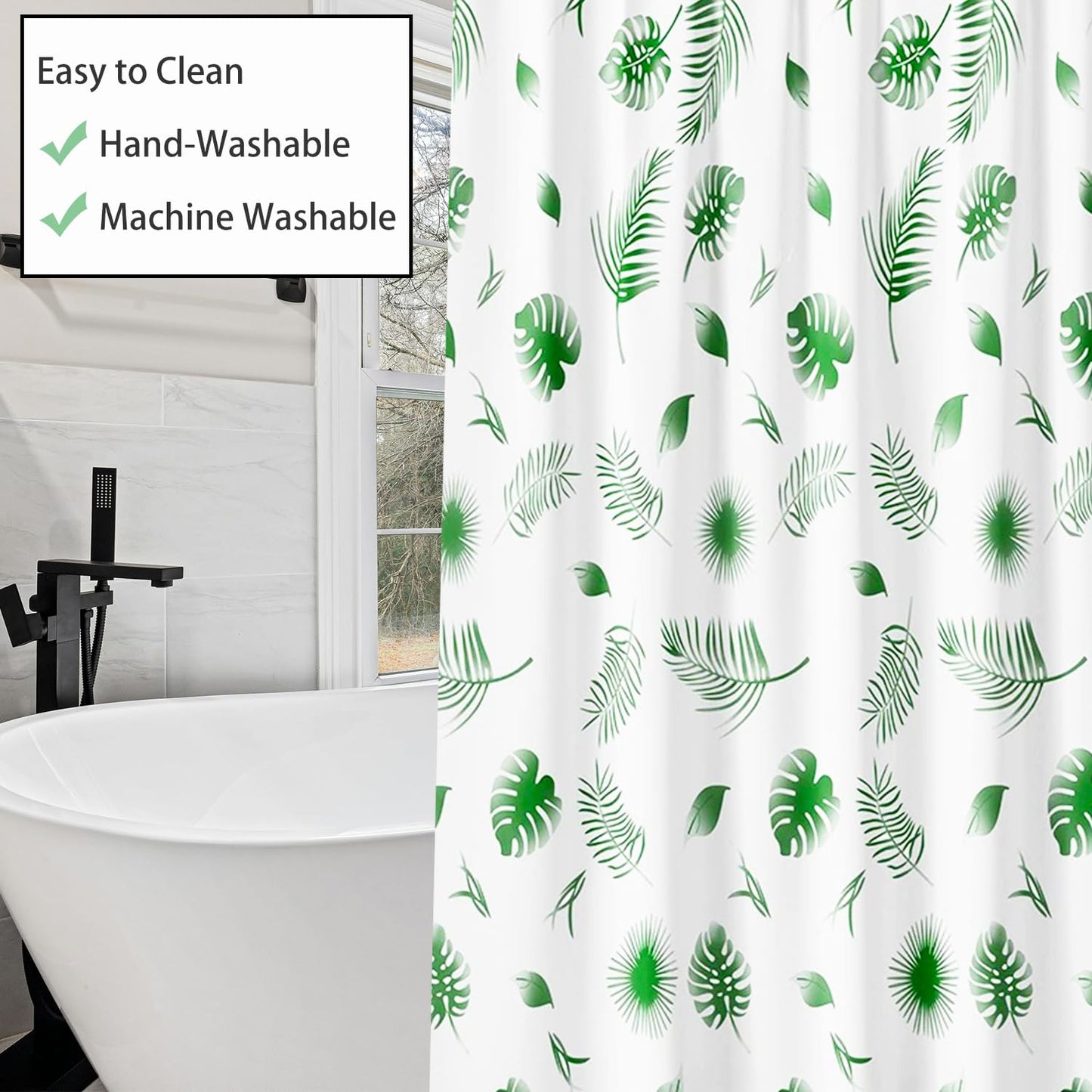 zhaoyeqing Shower Curtain Mould Proof Mildew Resistant - Bathroom Curtain with 12 Hooks - Waterproof Fabric Bathtub Curtain, Washable, Quick Dry