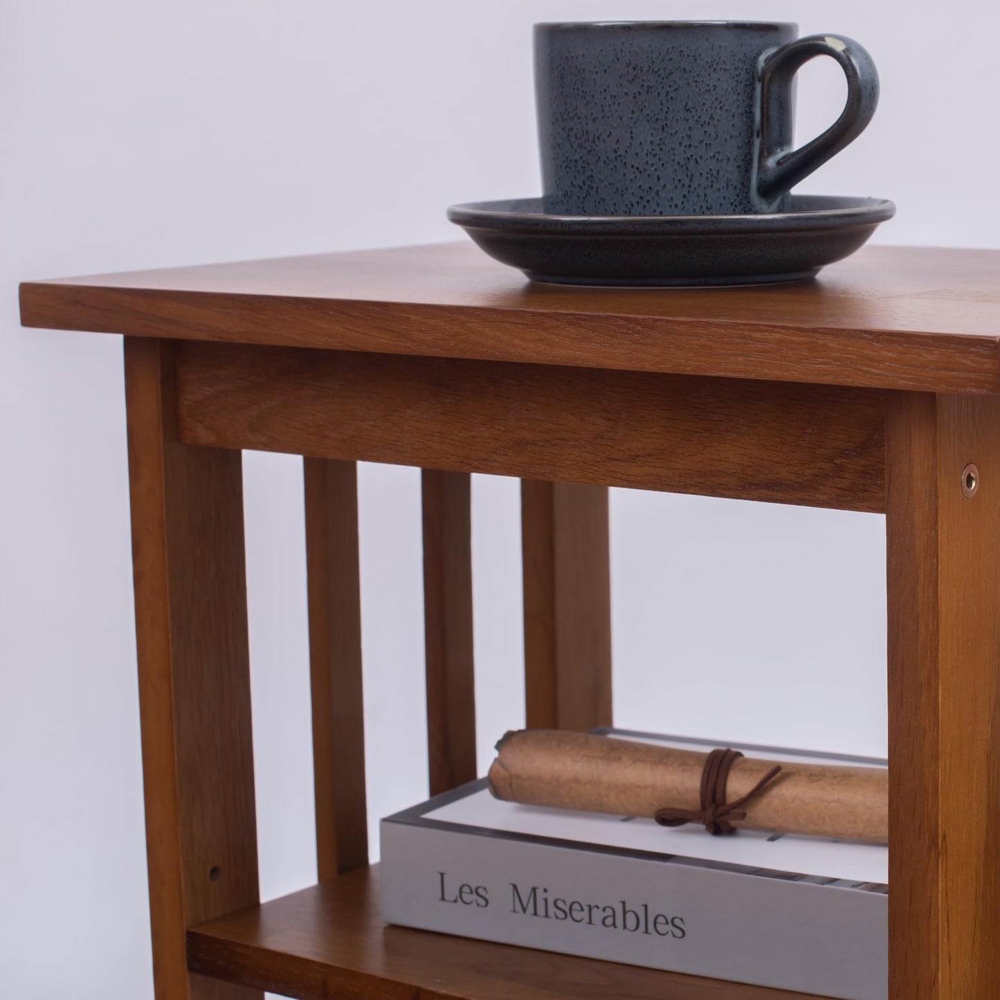 Kemtpase 3-Tier Side End Table Oak Wooden Small Bedside Table Slim Narrow Nightstand Small Spaces for Living Room, Bedroom