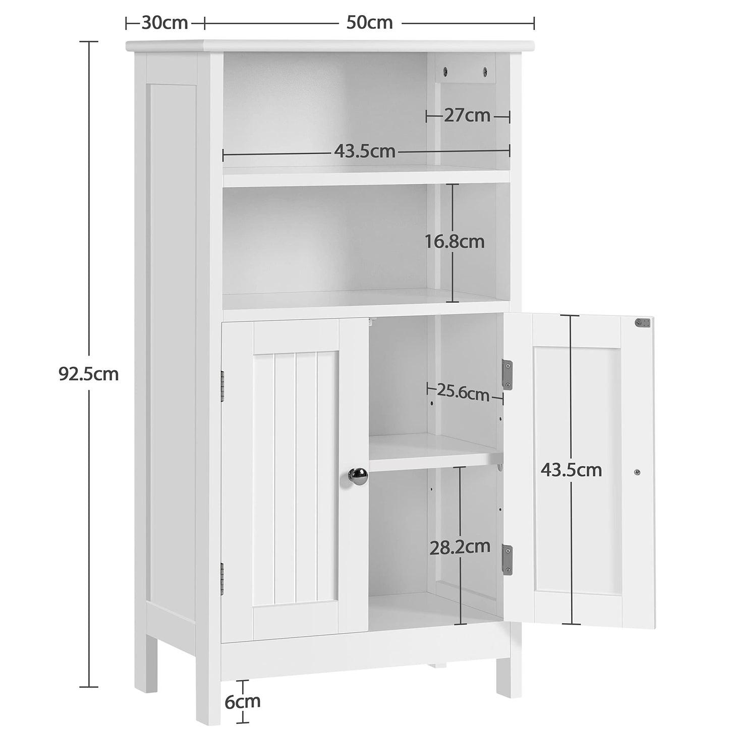 Yaheetech 5-Tier Bathroom Floor Cabinet Double Door Organizer, White