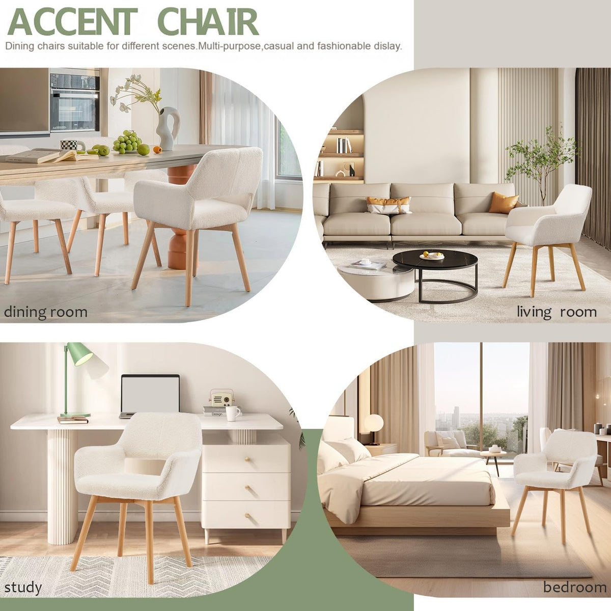 YEEFY Desk Chair No Wheels Vanity Chair Set of 2 Comfy Accent Chairs for Living Dining Room Bedroom Home Office Mid Century Modern Upholstered