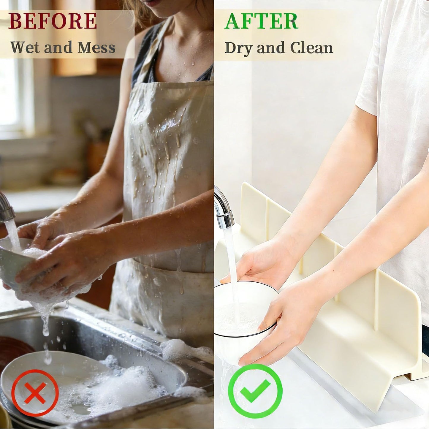 DNNPCFE Kitchen Sink Splash Guard,58cm Extra Long Silicone Splash Guard with Suction Cups, Reusable Water Retaining Board for Faucet, Washing Dishes