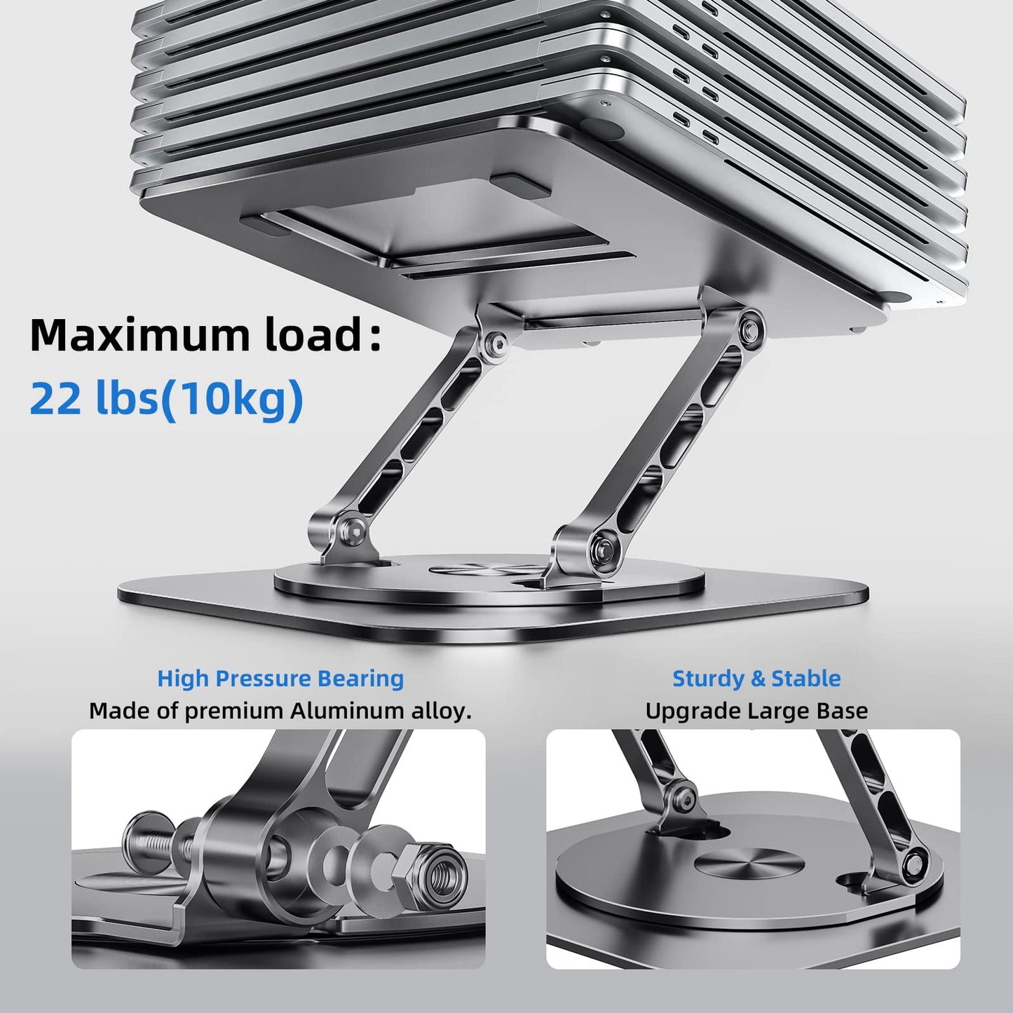 MCHOSE Laptop Stand for Desk, Ergonomic Laptop Riser with 360° Rotating Base, Aluminum Laptop Stand