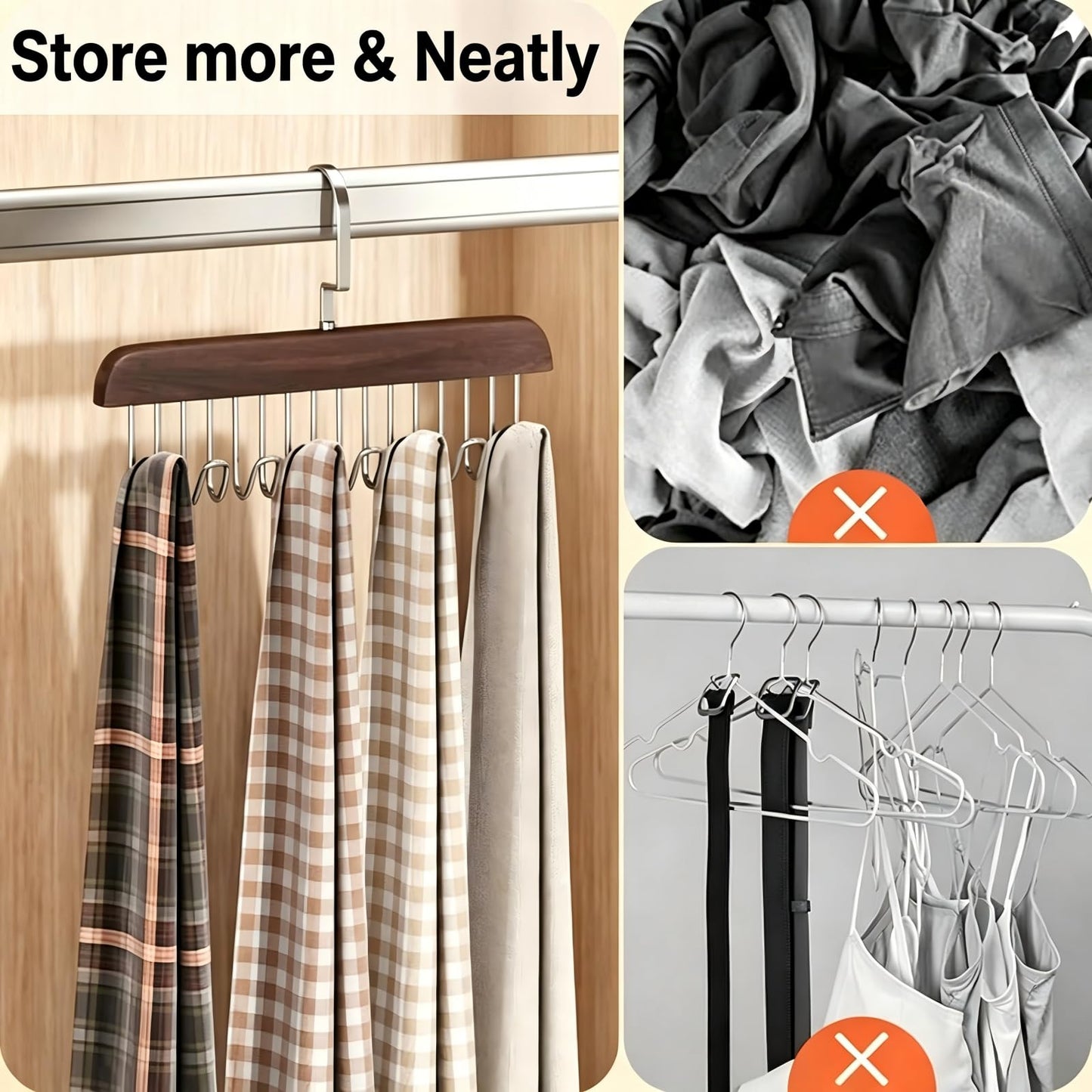 2 Pack Non-Slip Wooden Skid-Proof Belt Holder