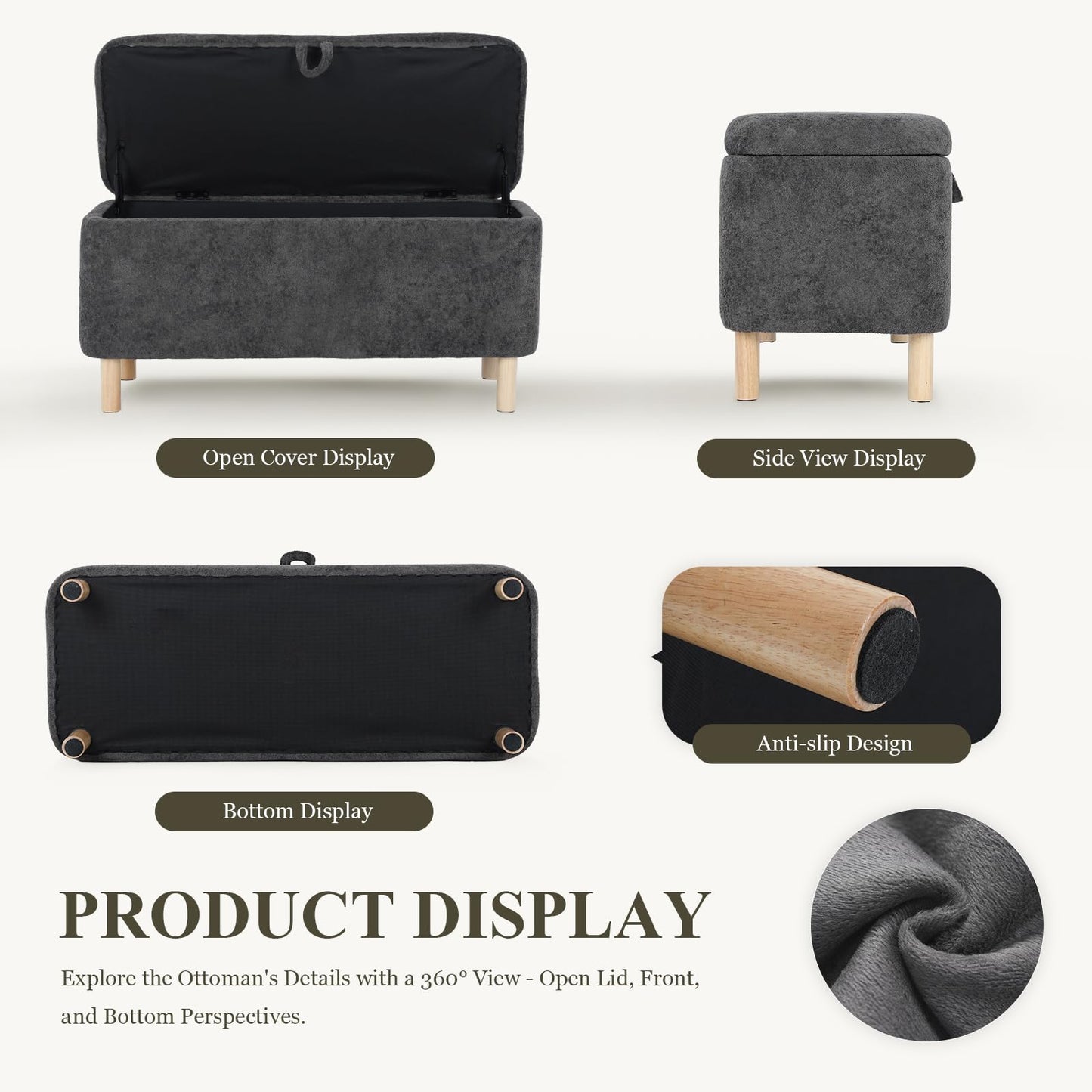 COLAMY Large Ottoman Storage Box for 80L,Wooden Ottoman Storage Bench with Anti-Slip Pads and Lift-Up Lid, Foot Stool for Living Room, Bedroom
