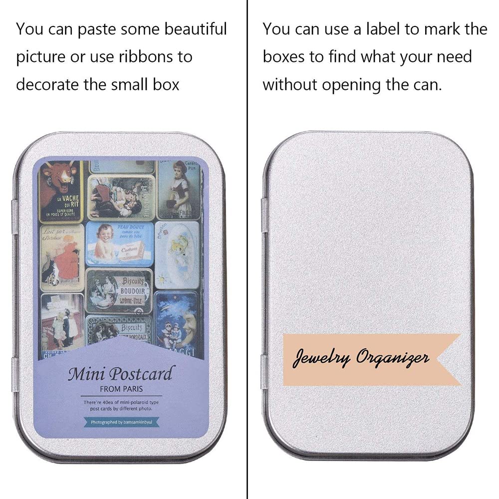 6 Pack Tins Container Metal Rectangular Empty Hinged Tins Box with Lids, Mini Portable Storage Box Small Storage Containers for Home Organizer