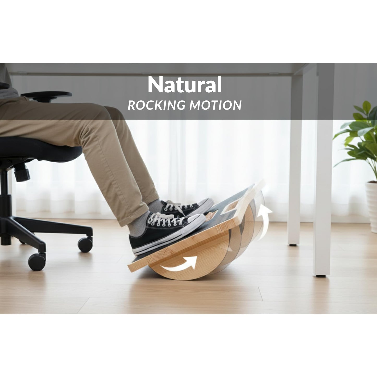 MSZERONE Ergonomic Desk Foot Rest with Soft Swinging Reflexological Massage Surface Solid Pine Wood Foldable and Portable Stylish Design Ideal for