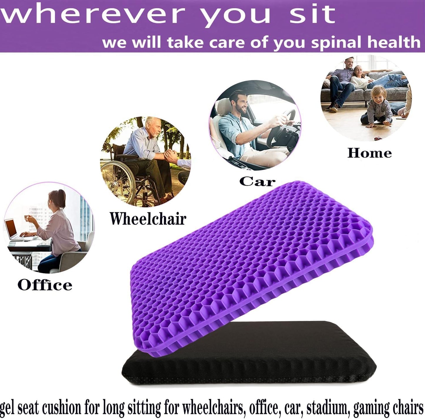 Chair Cushions,Car Seat Cushion,Honeycomb Gel wheelchair Cushion for Driving,Airplane,Travel,Orthopedic,Coccyx,Office,Desk,Pressure