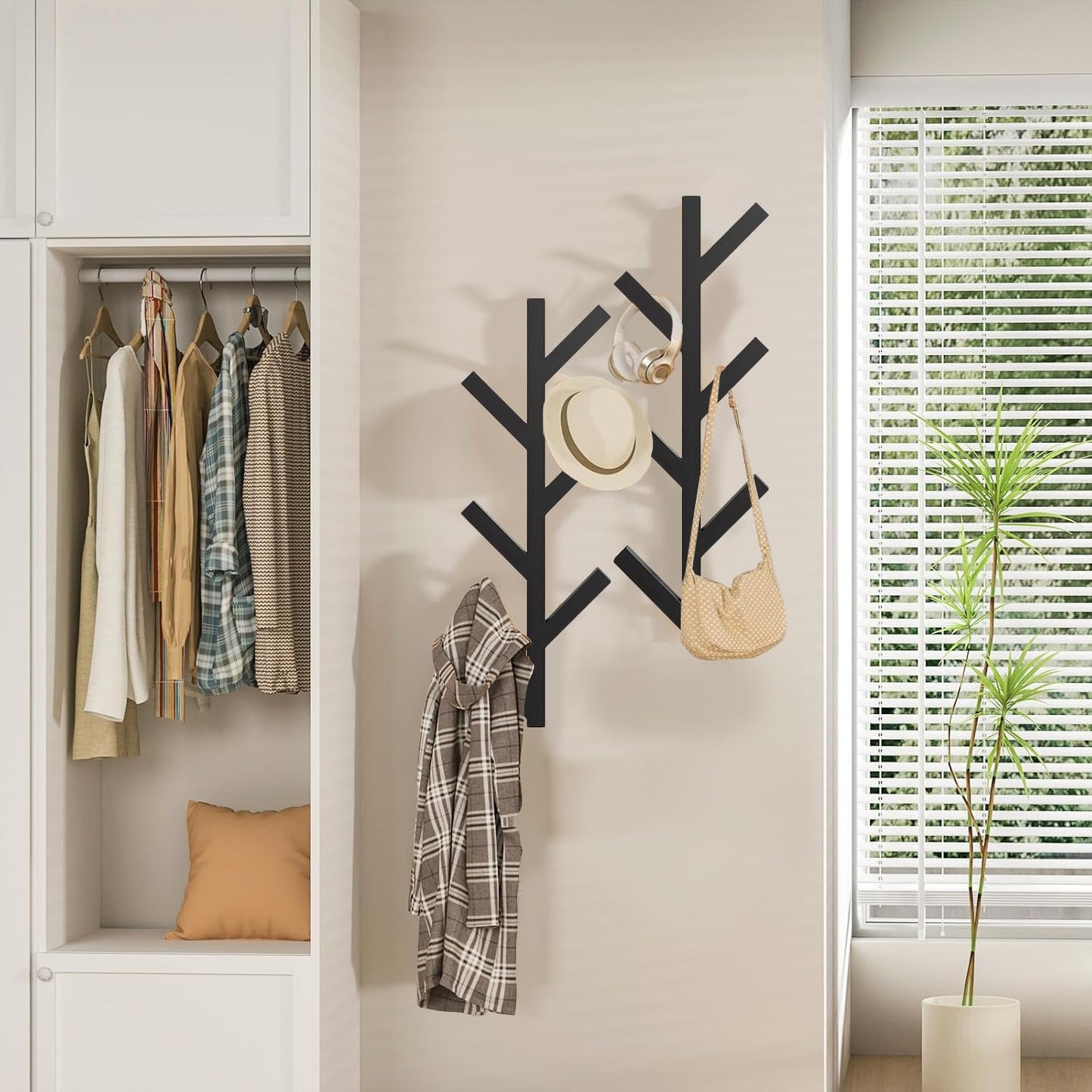 Funvalley Surperfect 2Pack Coat Rack Wall Mounted, Entryway Hall Tree Shaped Coat Rack for Wall