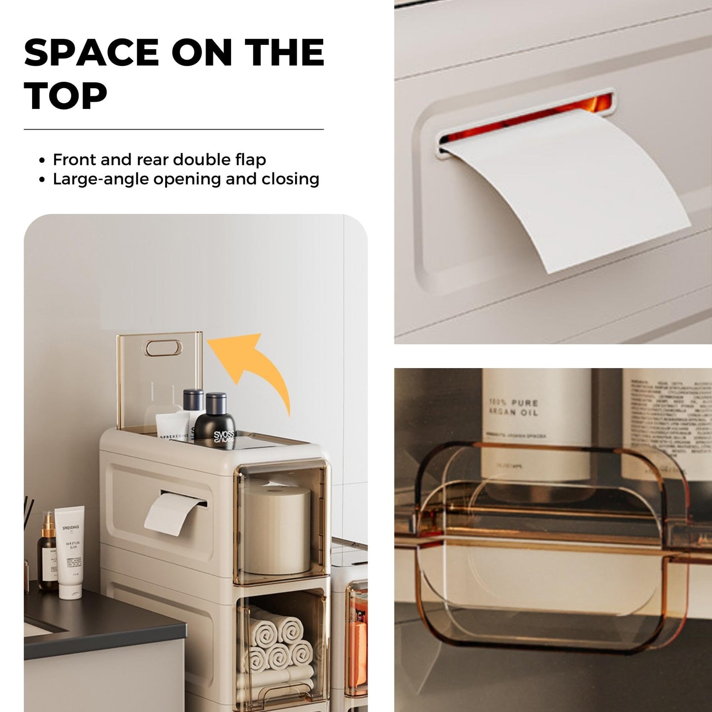MAGIC SELECT Narrow Bathroom Organizer. Auxiliary Storage Furniture with Wheels for Narrow Places. Compact 4-Drawer Side Cabinet for Toilet Paper