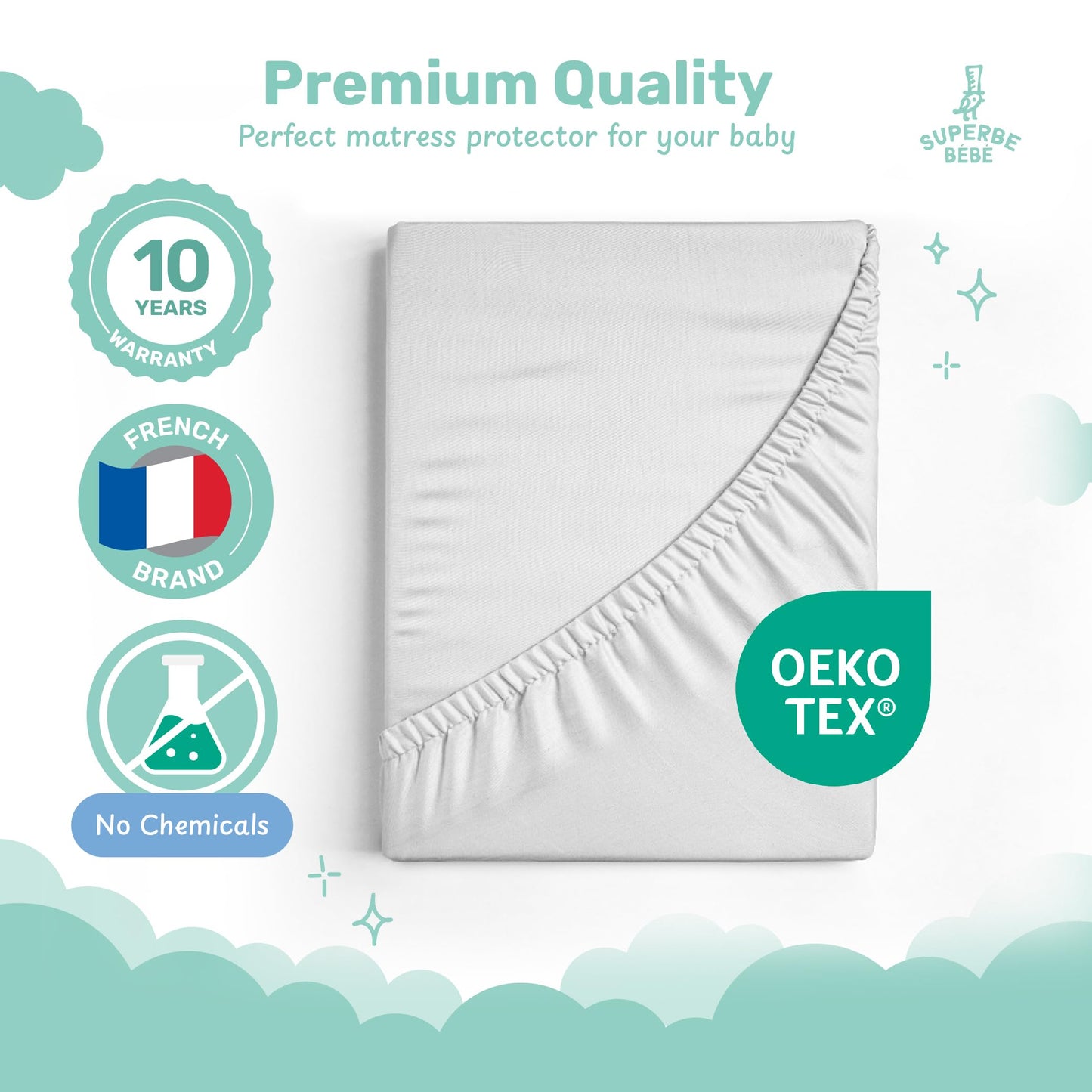 Waterproof Single Mattress Protector 90x190cm with 30cm Deep Pocket - Breathable Soft Jersey Fabric - Oeko-Tex Certified Fitted Bed Cover