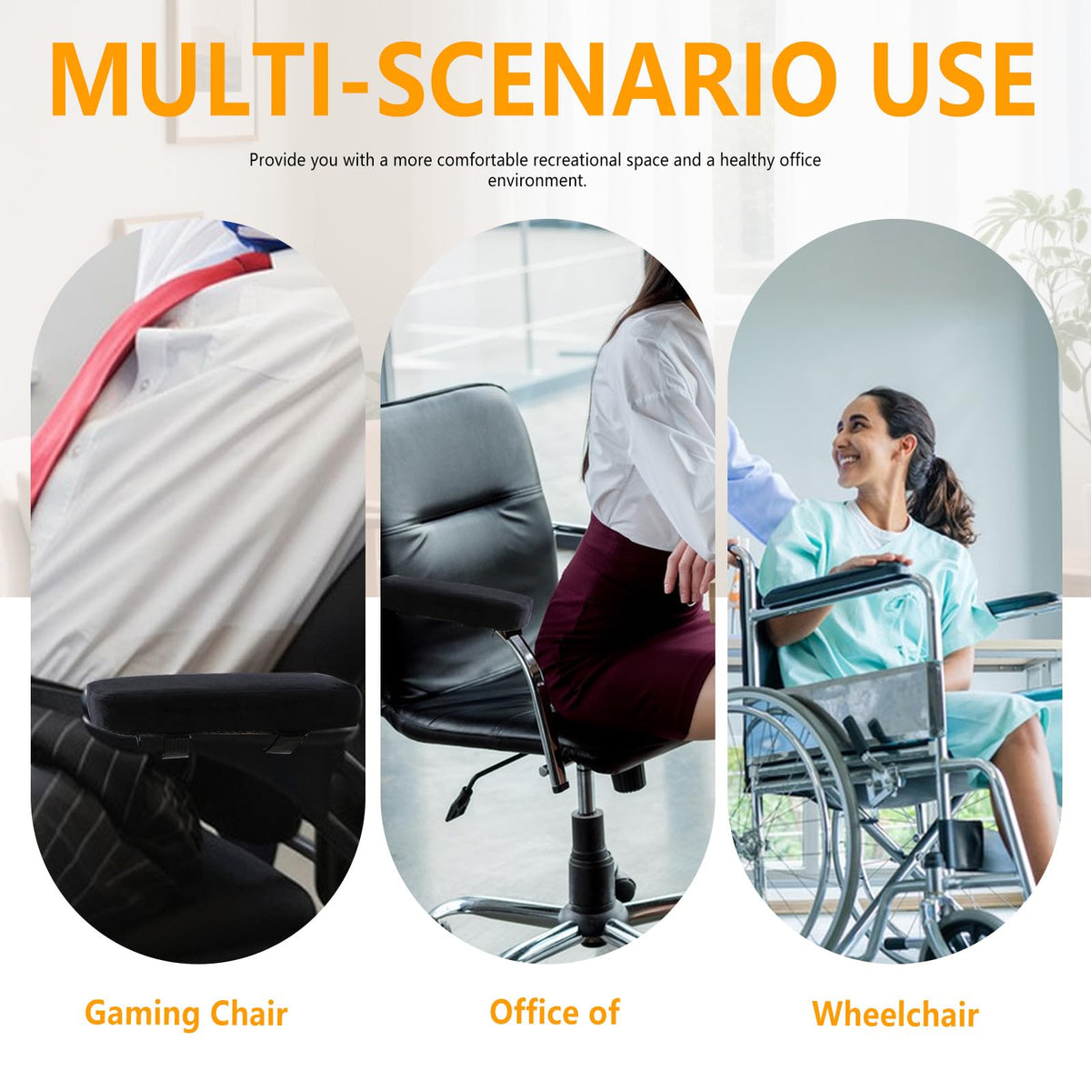 Fatiya Set of 2 Soft Memory Foam Office Chair Arm Covers,Wheelchair Armrest Pads for Elbow & Forearm Pressure Relief