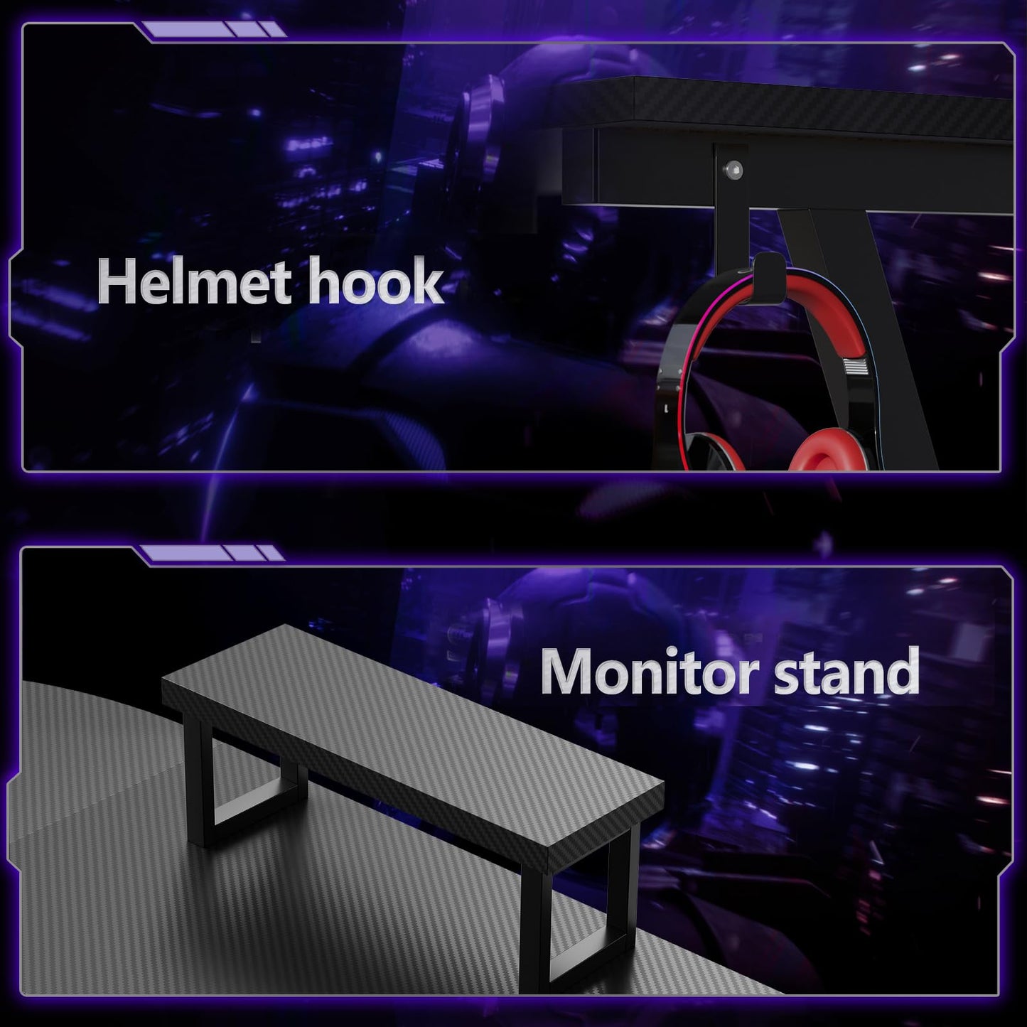 ODK L Shaped Gaming Desk,127×127 cm, Carbon Fiber Black