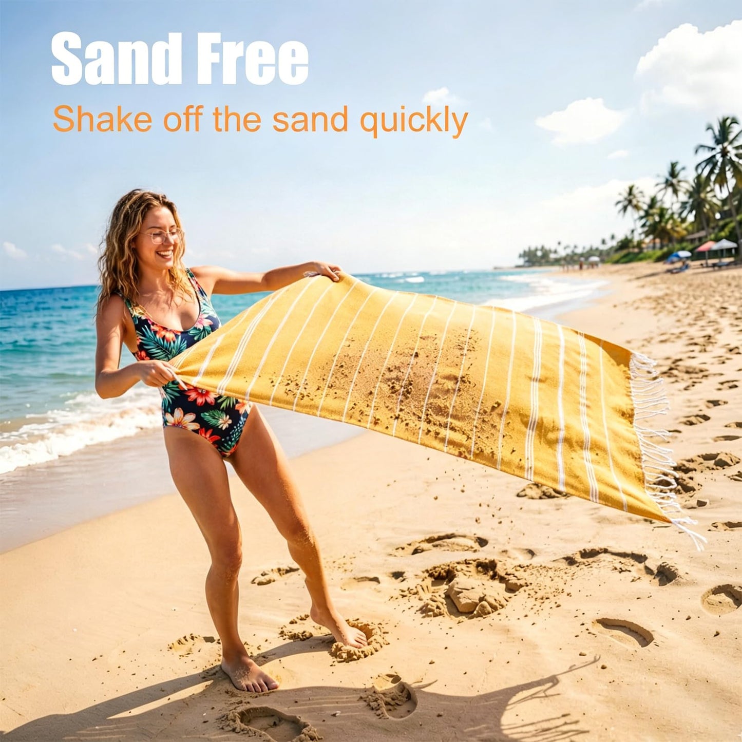 Beach Towels Quick Dry, Extra Large Sunbed Towel Sand Free, Yellow Pool Towels for Dock Bay Swimming Pool Travel Holiday 180 x 100cm