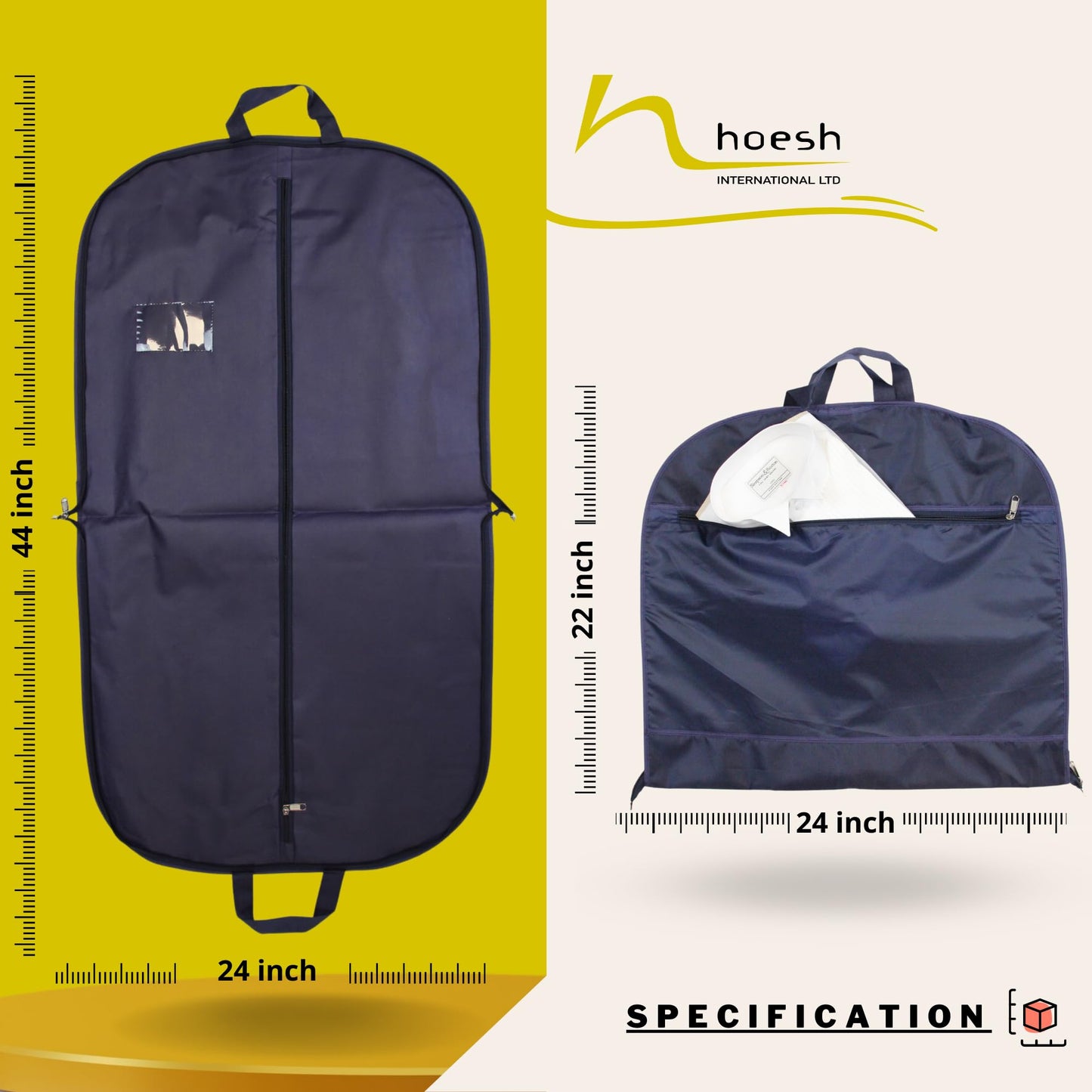 Hoesh International Waterproof Foldable Travel Men Suit Carrier 44" (Navy)