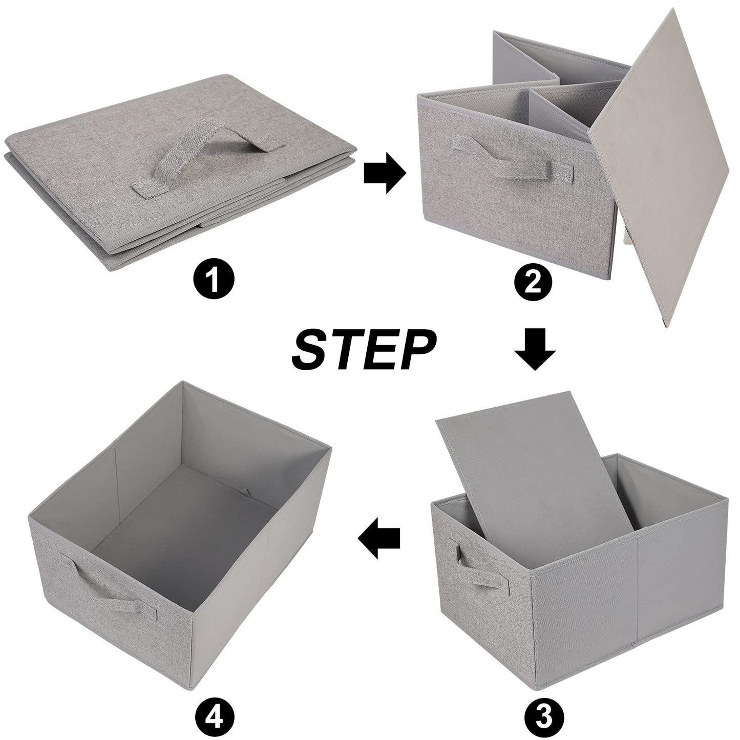 JAKAGO Foldable Wardrobe Fabric Storage Boxes 4 Pack, 39 x 29 x 20 cm