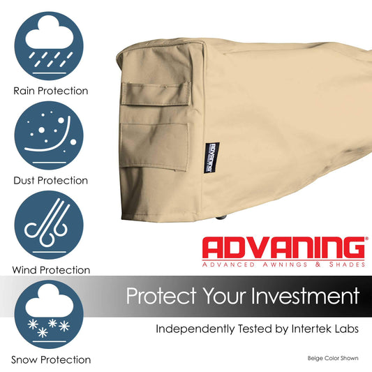 ADVANING AC1200-P861T Protective Cover for 12' Wide Retractable Awnings, Heavy Duty Weather Proof Polyester Fabric, Beige