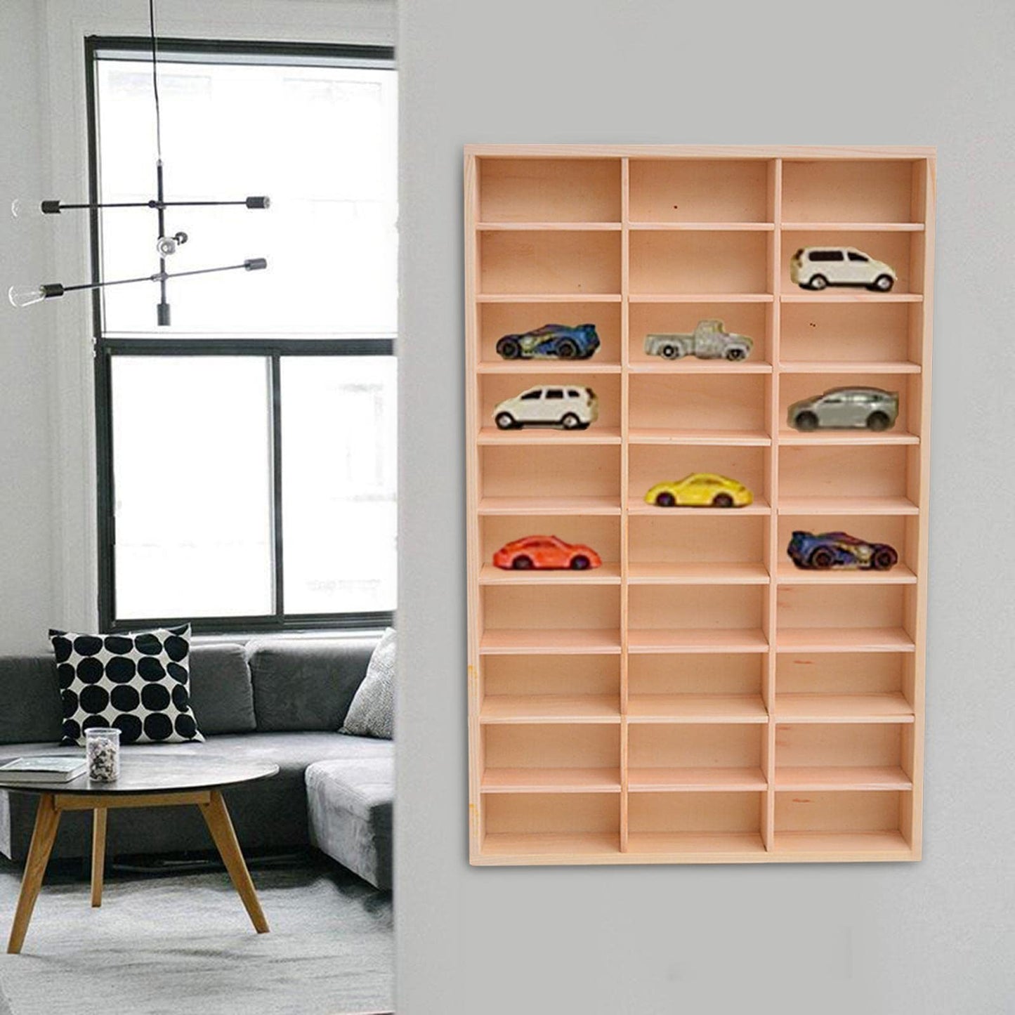 Perfeclan Wooden Wall Mounted Display Cabinet Trinket Shelf Display Case Wall Hanging Unit Souvenir Organiser Minifigure Display Case for