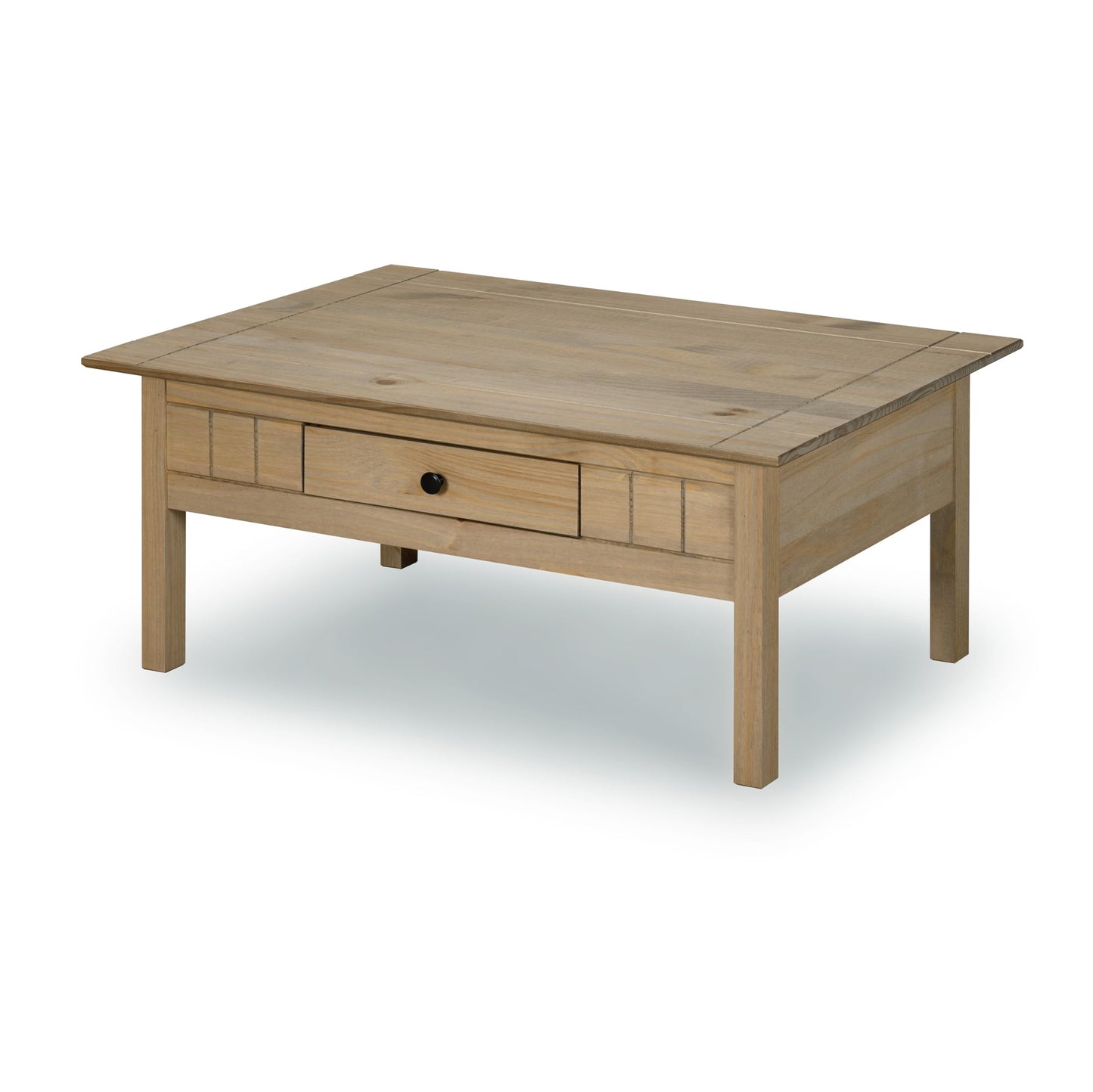 Mews Panama Coffee Table with 1 Drawer Solid Pine Wood Waxed Oak Finish Brown 100 x 60 x 45 cm