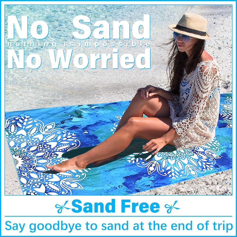 JAODFK 4 Pcs Microfibre Beach Towel 71"X32" Quick Dry Lightweight Sand Free Extra Large Thin Towels Travel Essentials For Adults Womens Swim Bath
