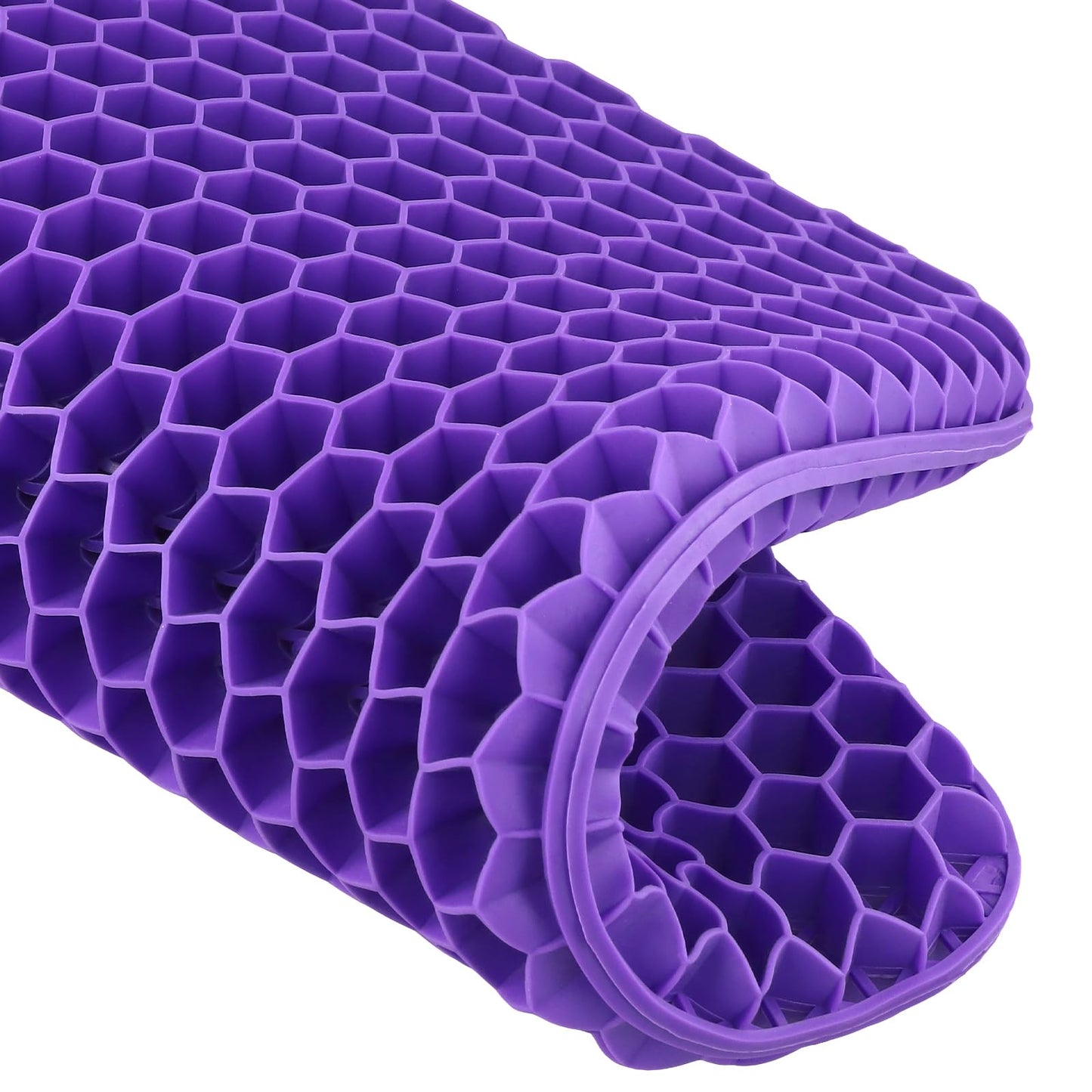 MAKTSAM 2 PCS 43 x 36cm Gel Seat Cushion,Honeycomb Soft Sitting Cushion with Non Slip Cloth Cover for Office, Home, Car, Wheelchair, Puple