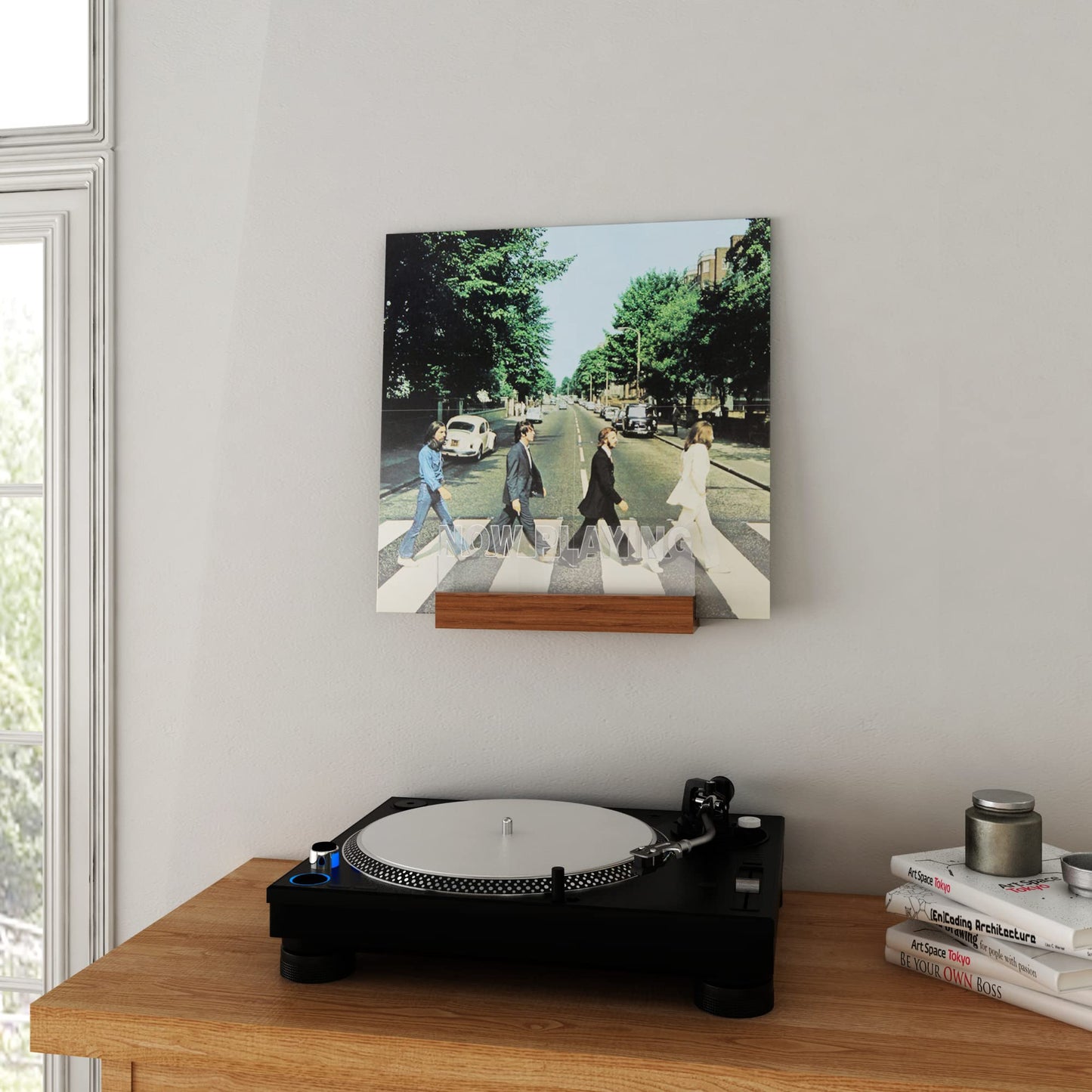 YuanDian Light up Now Playing Vinyl Record Stand Wall Mount, Now Spinning Record Player Stand