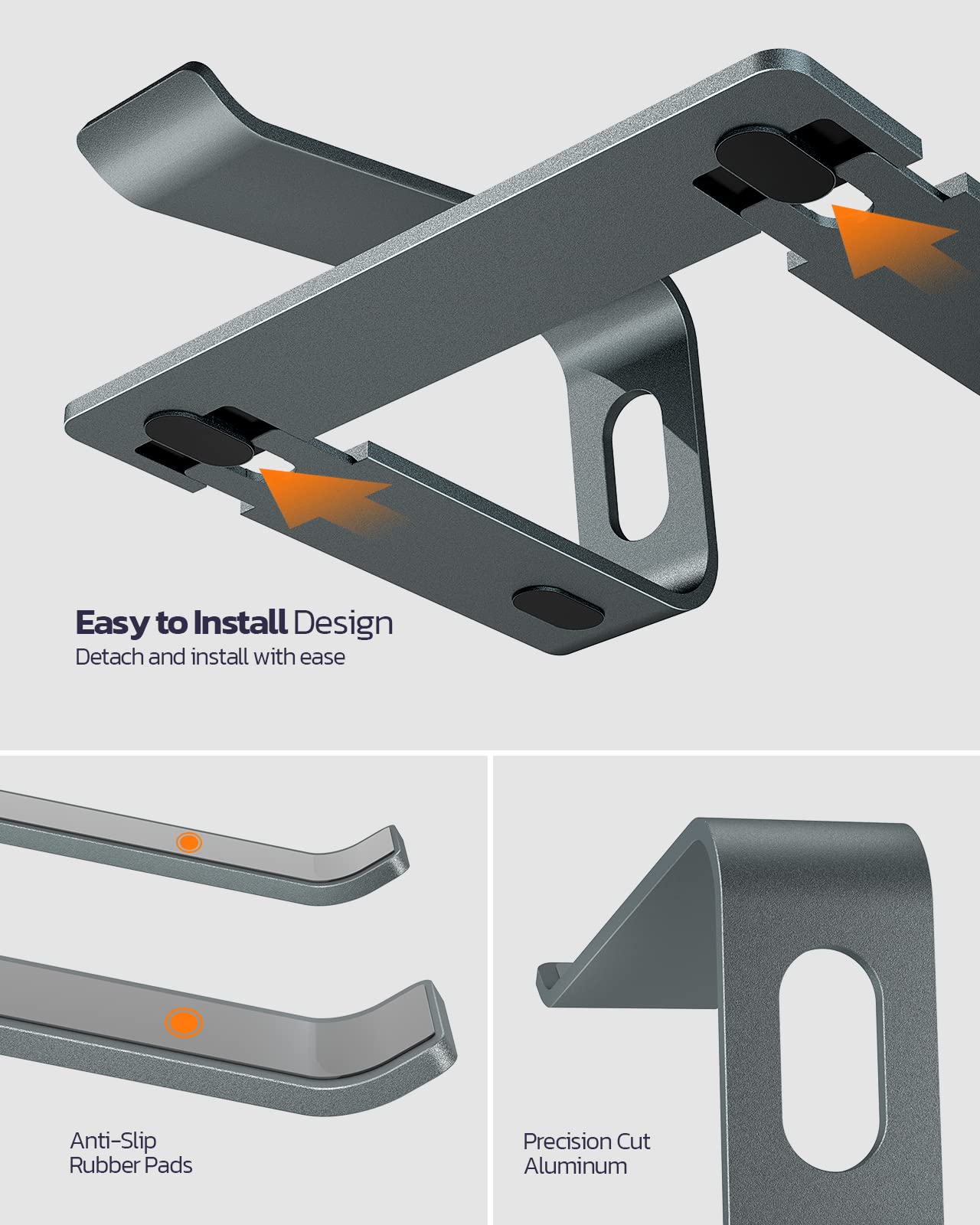 Nulaxy Ergonomic Laptop Stand for Desk, Full Aluminum Detachable Riser