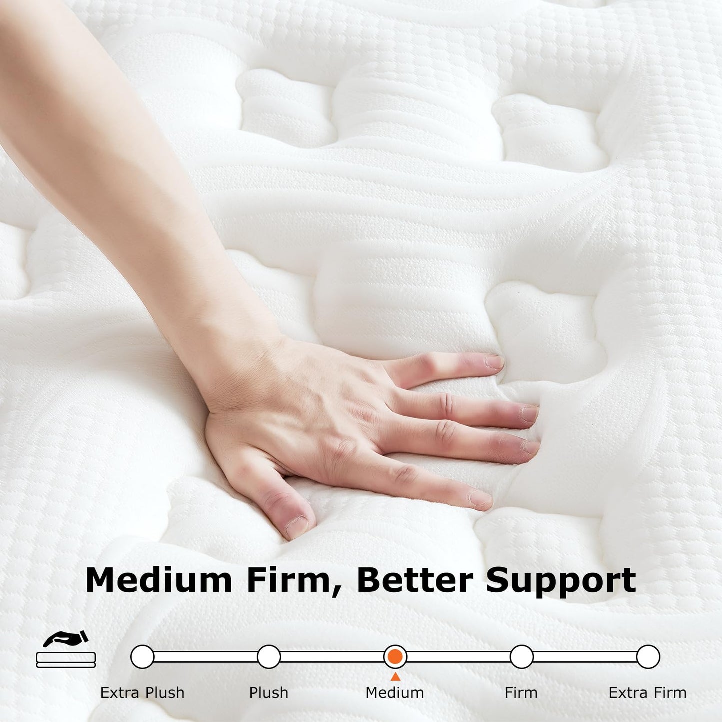 SEZMOONSI 5FT King Size Mattress, 10.6 Inch Medium Firm Hybrid King Mattress with Gel Memory Foam & Pocket Springs