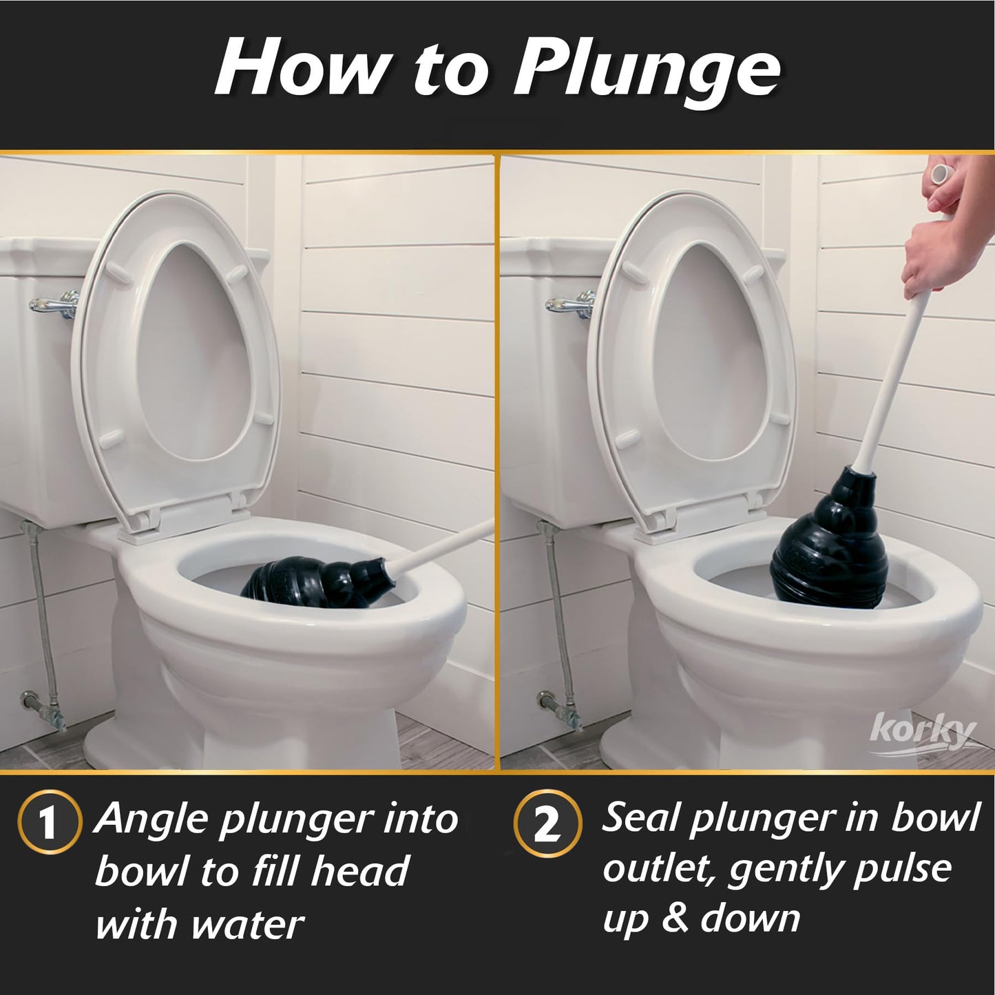 Korky 96-4AM BeehiveMAX Toilet Plunger, Black
