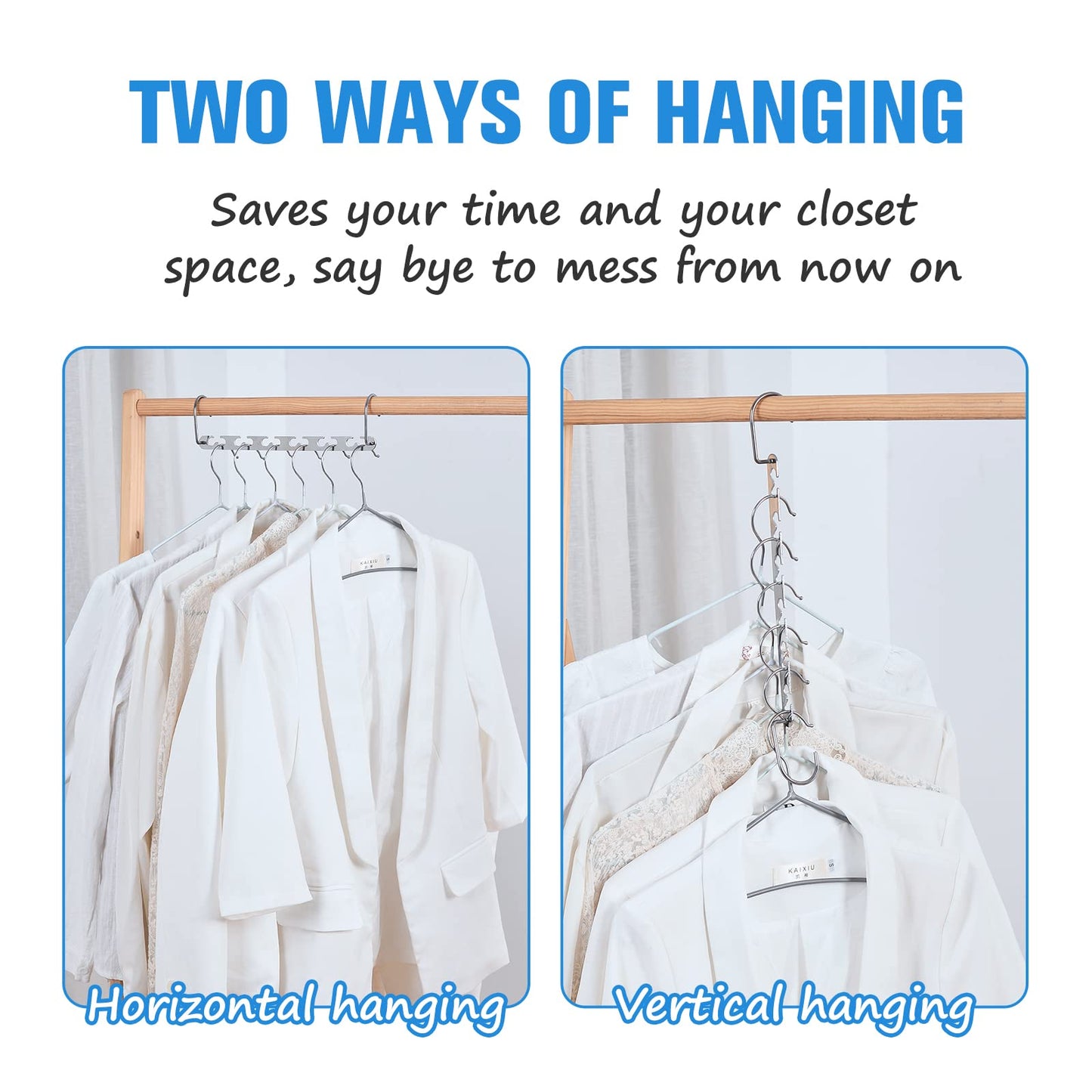 RAINBERG 5 Pack Metal Magic Hangers Space Saving Hangers Closet Space Saving Wardrobe Clothing Hanger Organizer, Updated Hook Design. (5)
