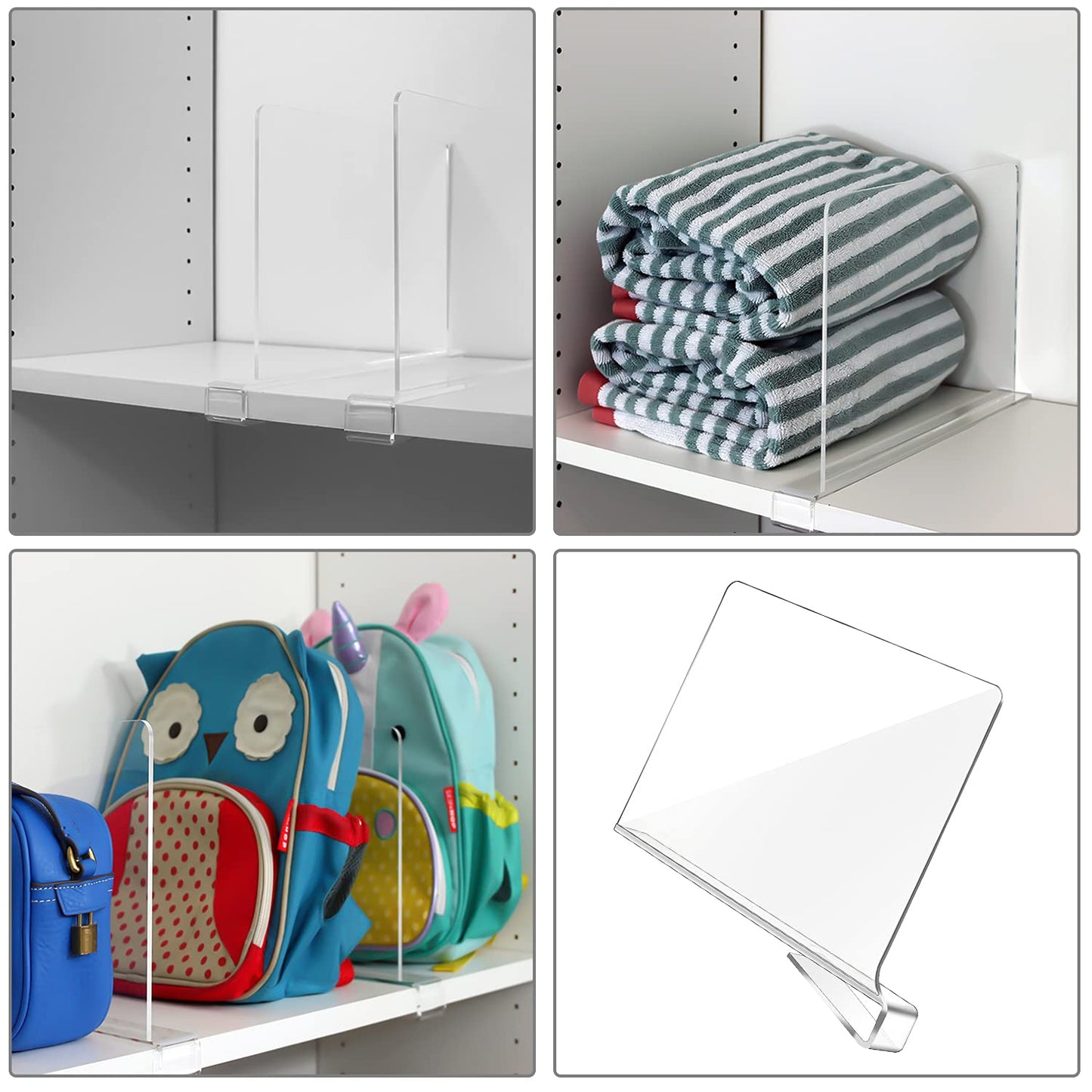 Hiziwimi 12Pcs Clear Acrylic Shelf Dividers, Wardrobe Dividers for Shelves